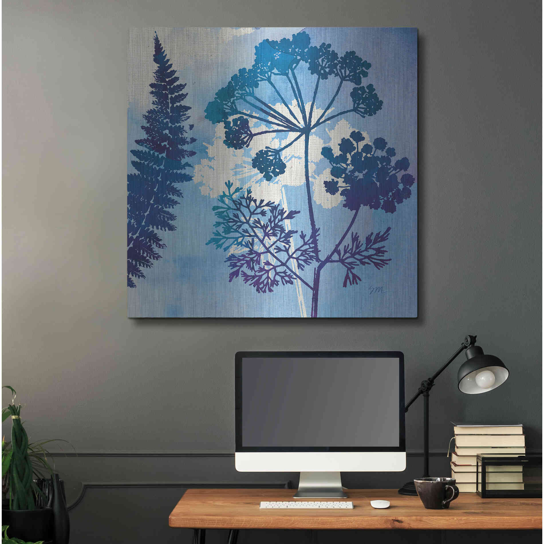 Luxe Metal Art 'Blue Sky Garden II' by Studio Mousseau, Metal Wall Art,36x36