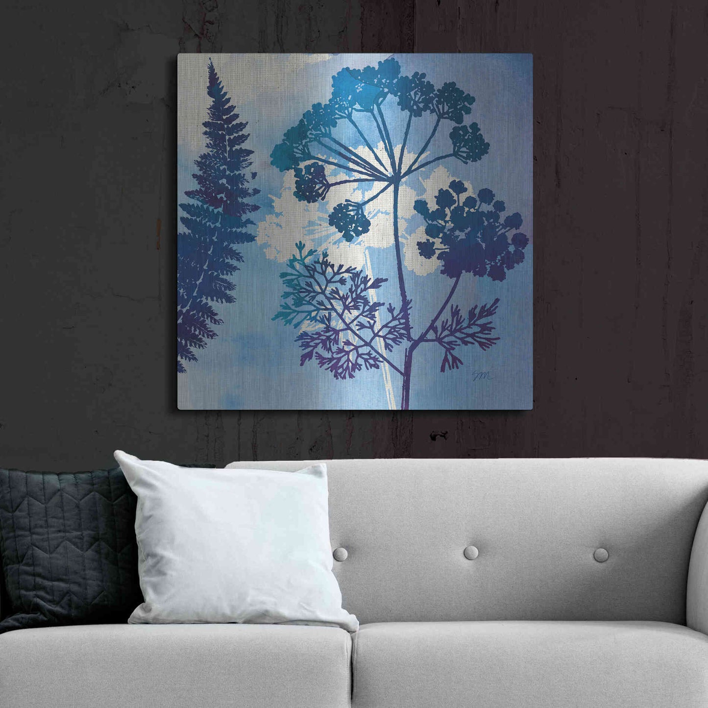 Luxe Metal Art 'Blue Sky Garden II' by Studio Mousseau, Metal Wall Art,36x36