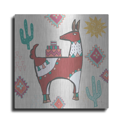 Luxe Metal Art 'Playful Llamas IV' by Farida Zaman, Metal Wall Art