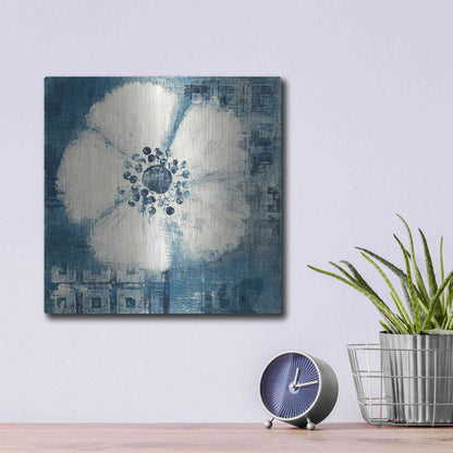 Luxe Metal Art 'Daisy for Barbara Blue Crop' by Studio Mousseau, Metal Wall Art,12x12