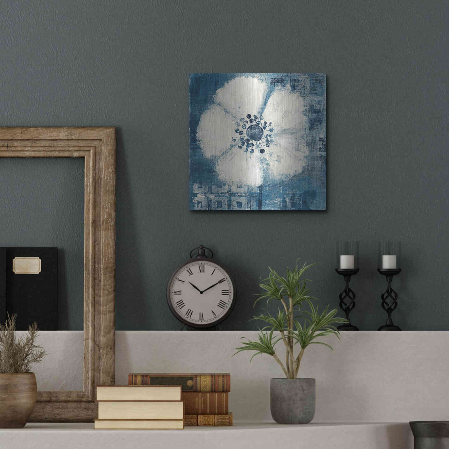 Luxe Metal Art 'Daisy for Barbara Blue Crop' by Studio Mousseau, Metal Wall Art,12x12