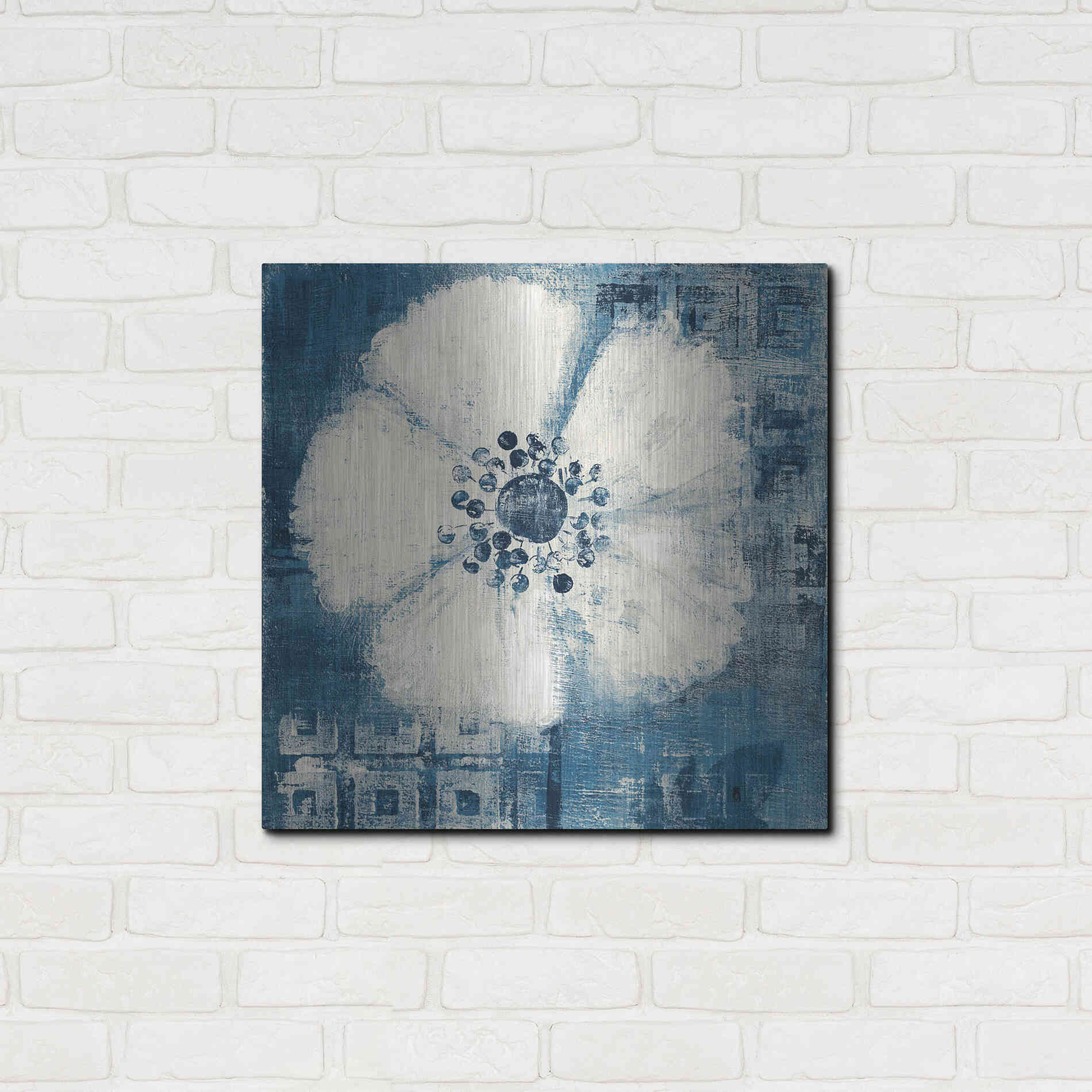 Luxe Metal Art 'Daisy for Barbara Blue Crop' by Studio Mousseau, Metal Wall Art,24x24