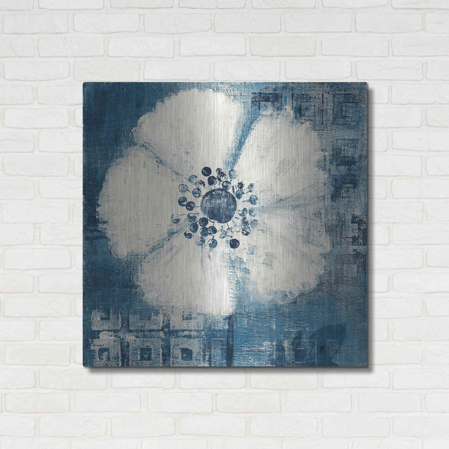 Luxe Metal Art 'Daisy for Barbara Blue Crop' by Studio Mousseau, Metal Wall Art,36x36