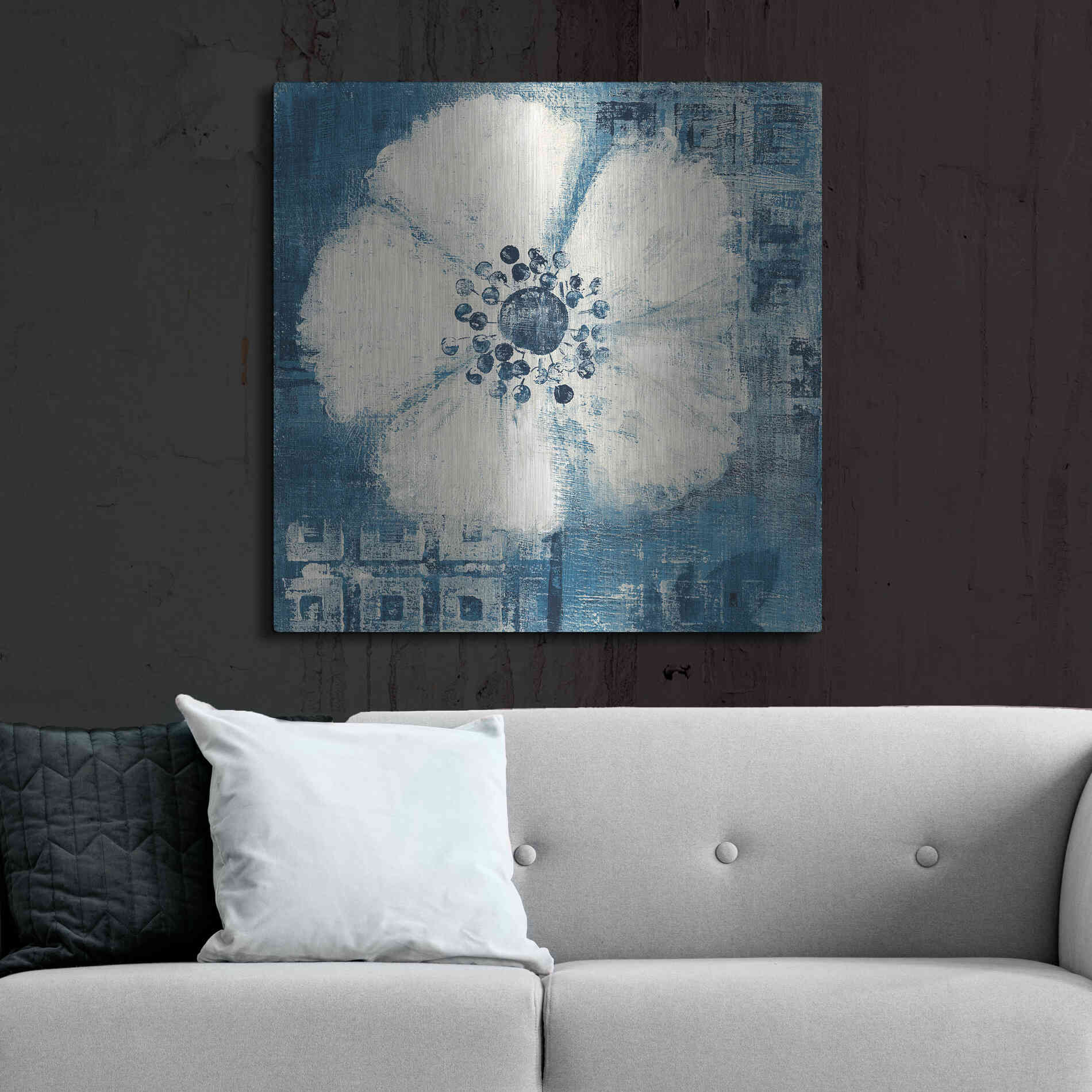 Luxe Metal Art 'Daisy for Barbara Blue Crop' by Studio Mousseau, Metal Wall Art,36x36