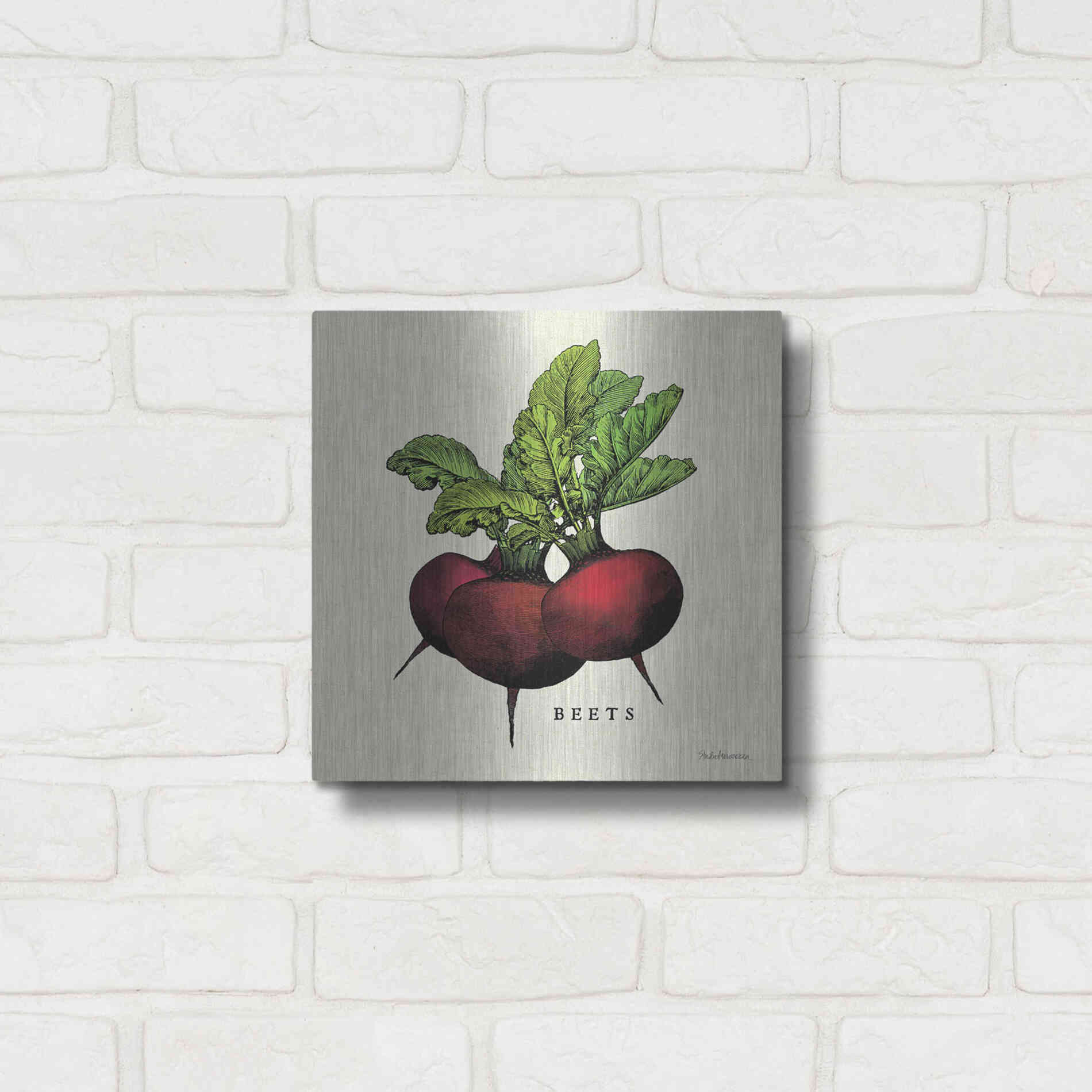 Luxe Metal Art 'Linen Vegetable I v2' by Studio Mousseau, Metal Wall Art,12x12