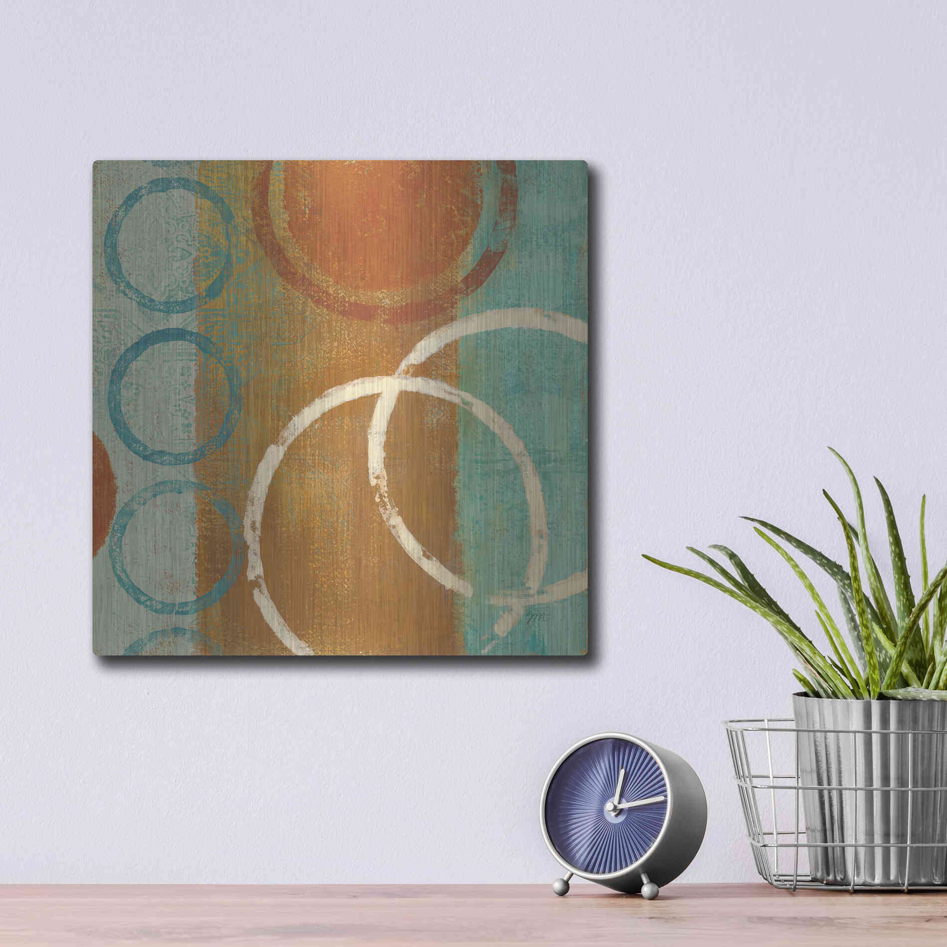 Luxe Metal Art 'Abstract of Circles' by Studio Mousseau, Metal Wall Art,12x12