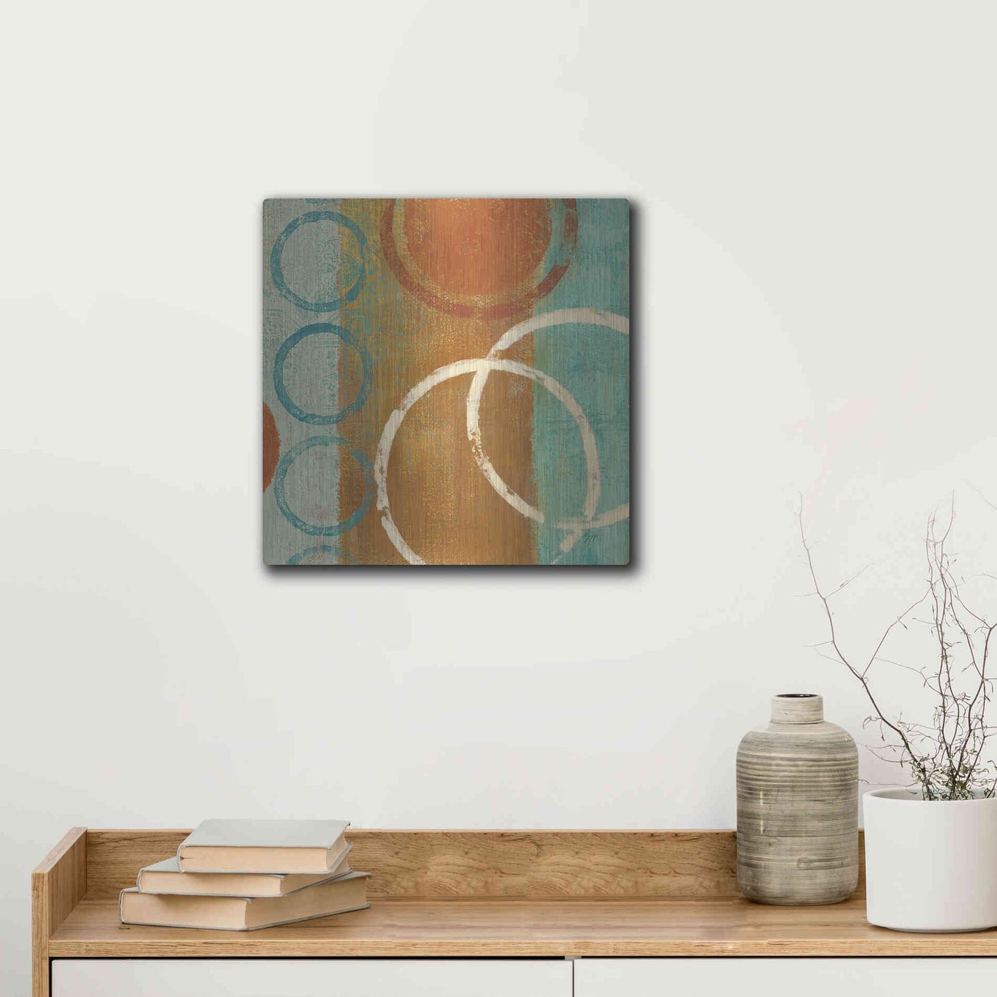 Luxe Metal Art 'Abstract of Circles' by Studio Mousseau, Metal Wall Art,12x12