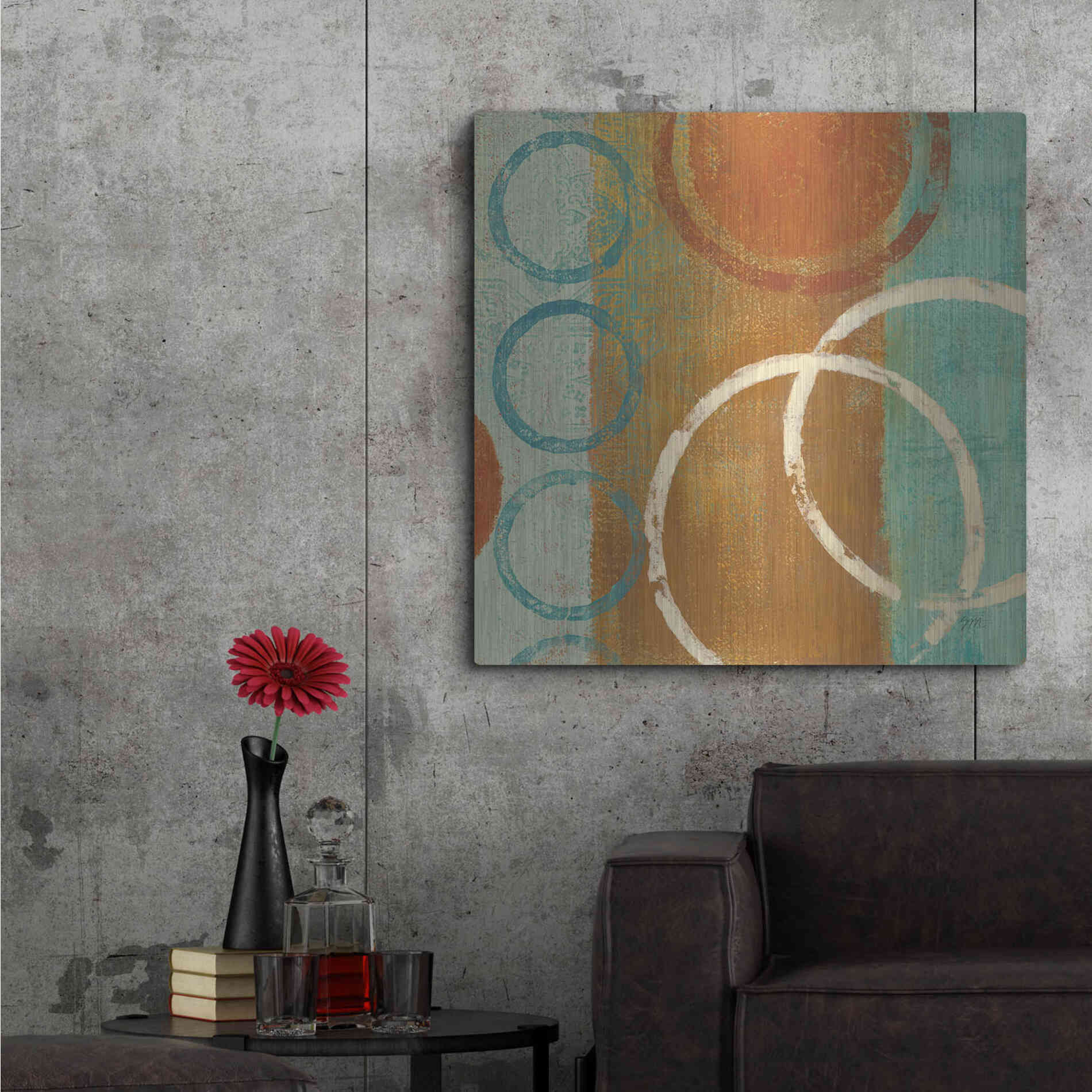 Luxe Metal Art 'Abstract of Circles' by Studio Mousseau, Metal Wall Art,36x36