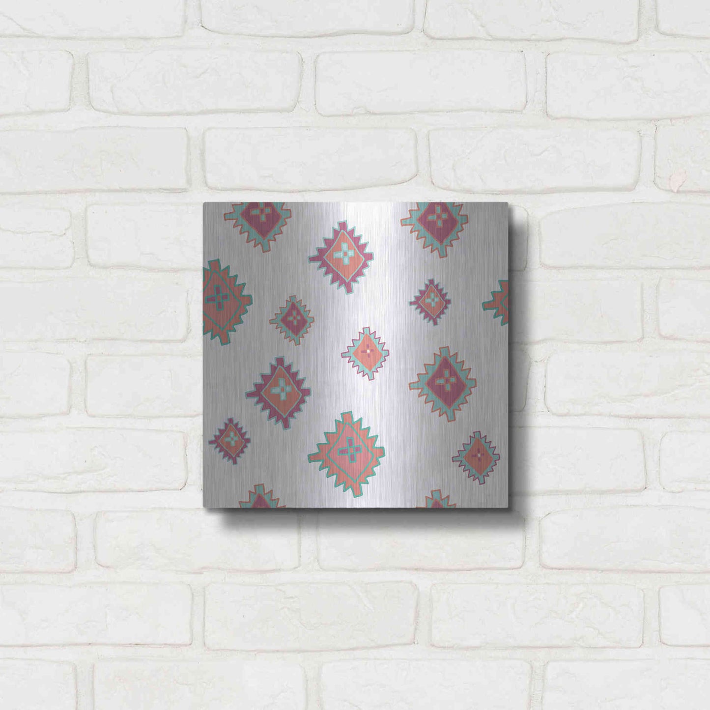 Luxe Metal Art 'Playful Llamas Pattern II' by Farida Zaman, Metal Wall Art,12x12