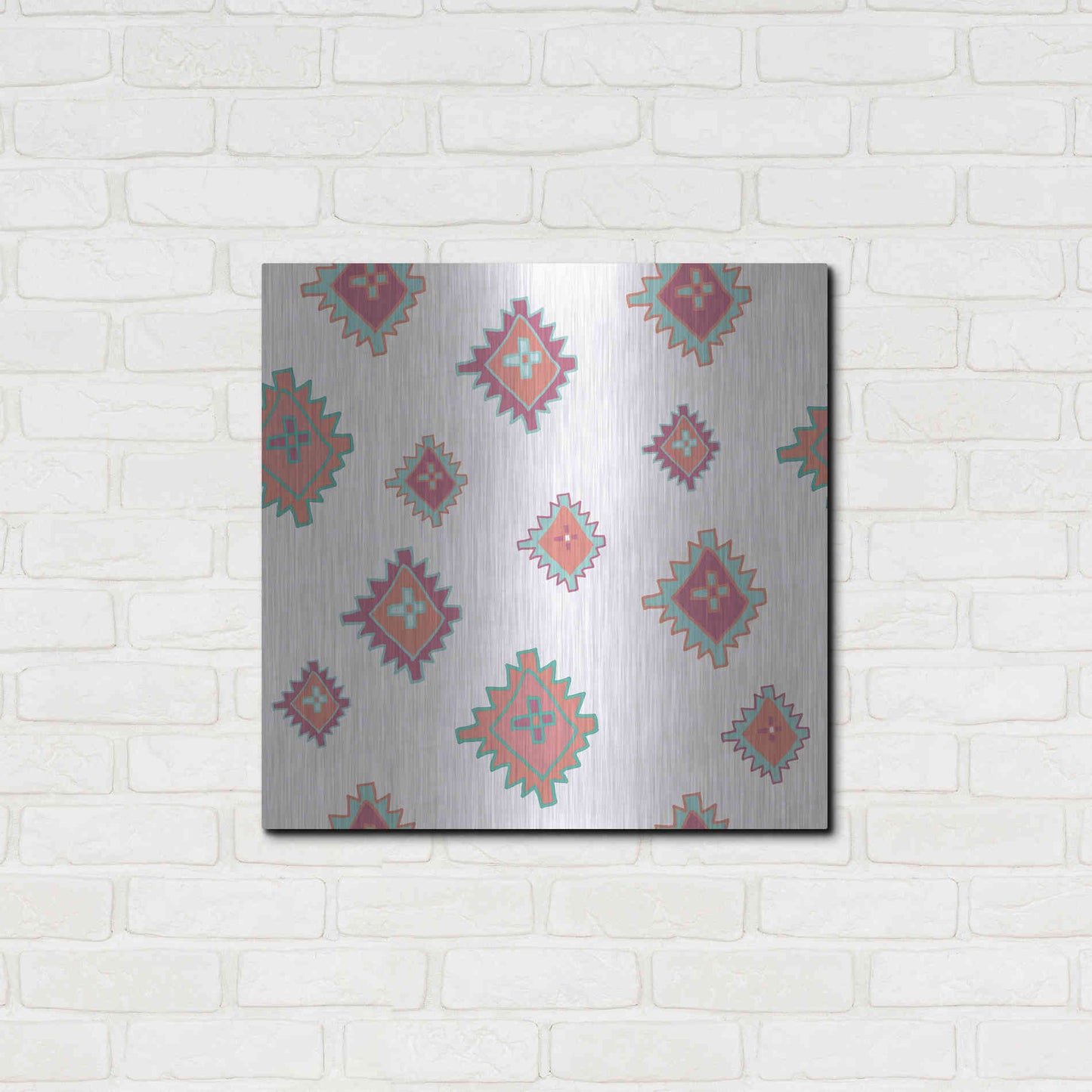 Luxe Metal Art 'Playful Llamas Pattern II' by Farida Zaman, Metal Wall Art,24x24