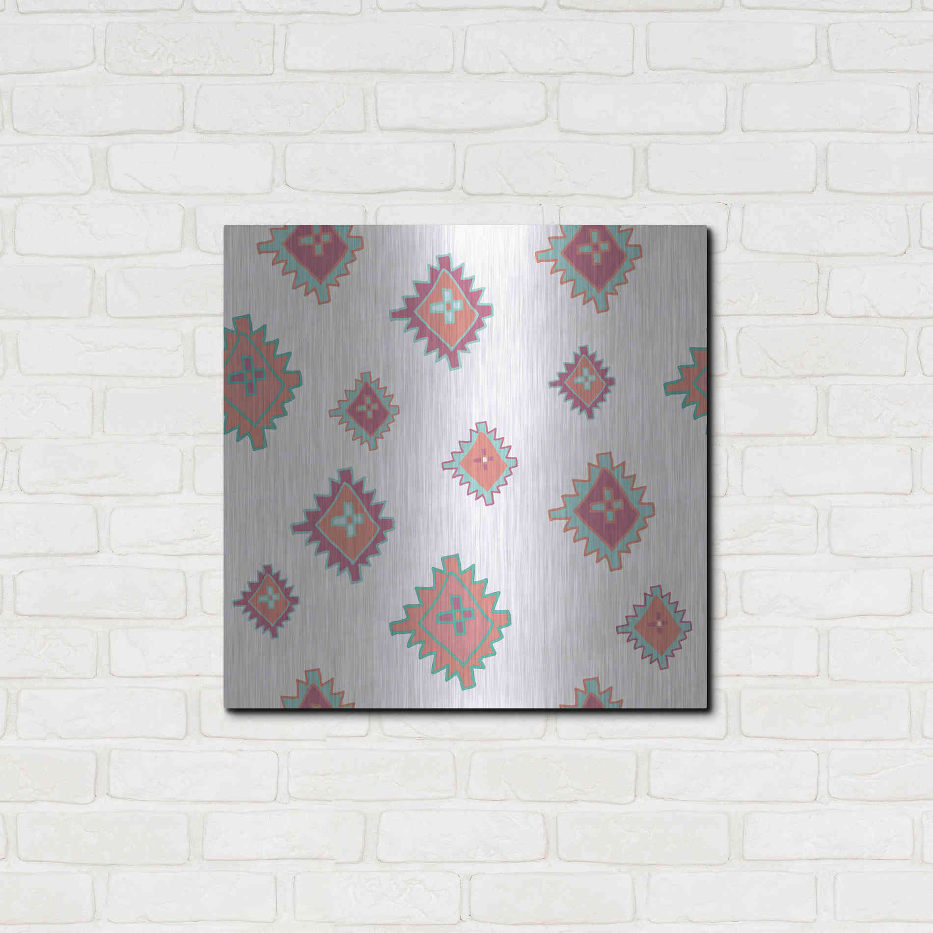 Luxe Metal Art 'Playful Llamas Pattern II' by Farida Zaman, Metal Wall Art,24x24