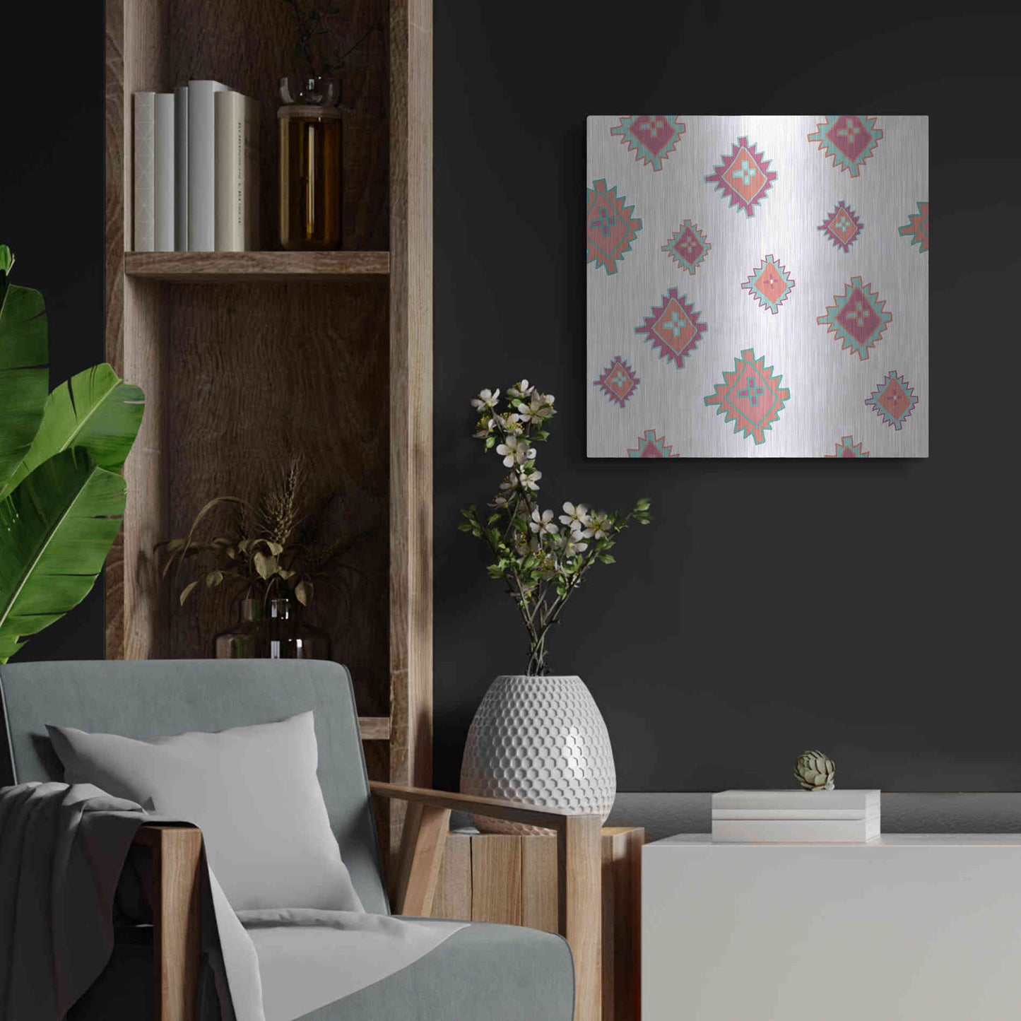 Luxe Metal Art 'Playful Llamas Pattern II' by Farida Zaman, Metal Wall Art,24x24