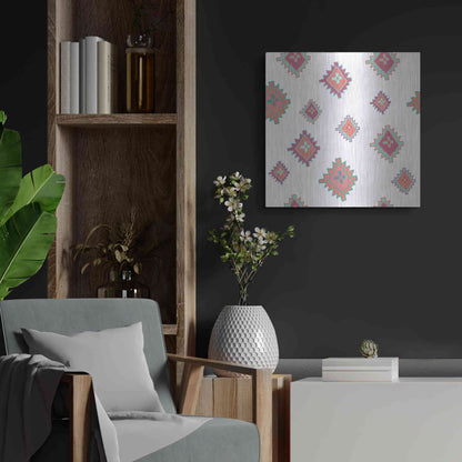 Luxe Metal Art 'Playful Llamas Pattern II' by Farida Zaman, Metal Wall Art,24x24