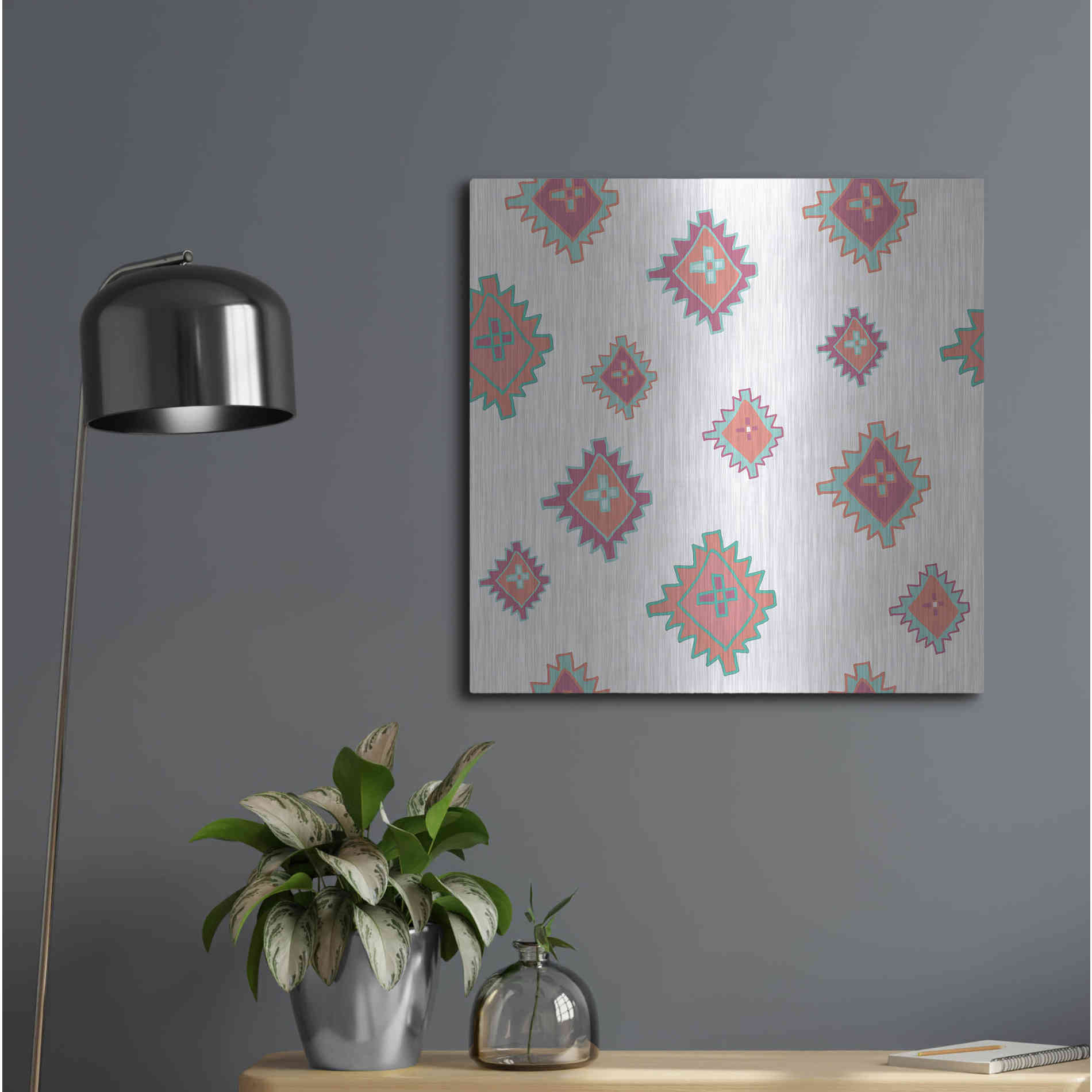 Luxe Metal Art 'Playful Llamas Pattern II' by Farida Zaman, Metal Wall Art,24x24