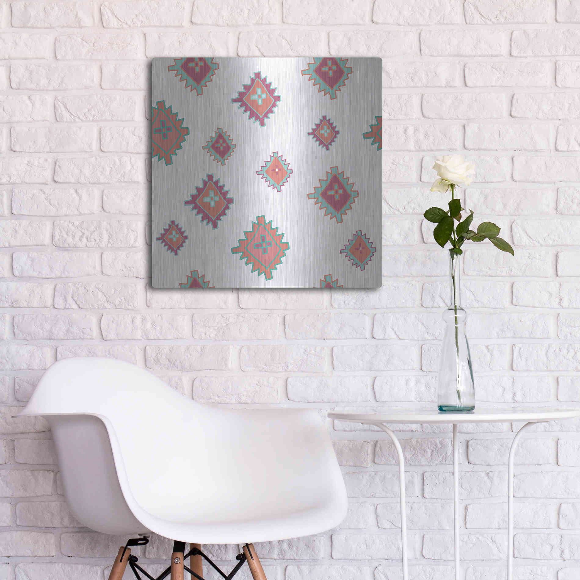 Luxe Metal Art 'Playful Llamas Pattern II' by Farida Zaman, Metal Wall Art,24x24