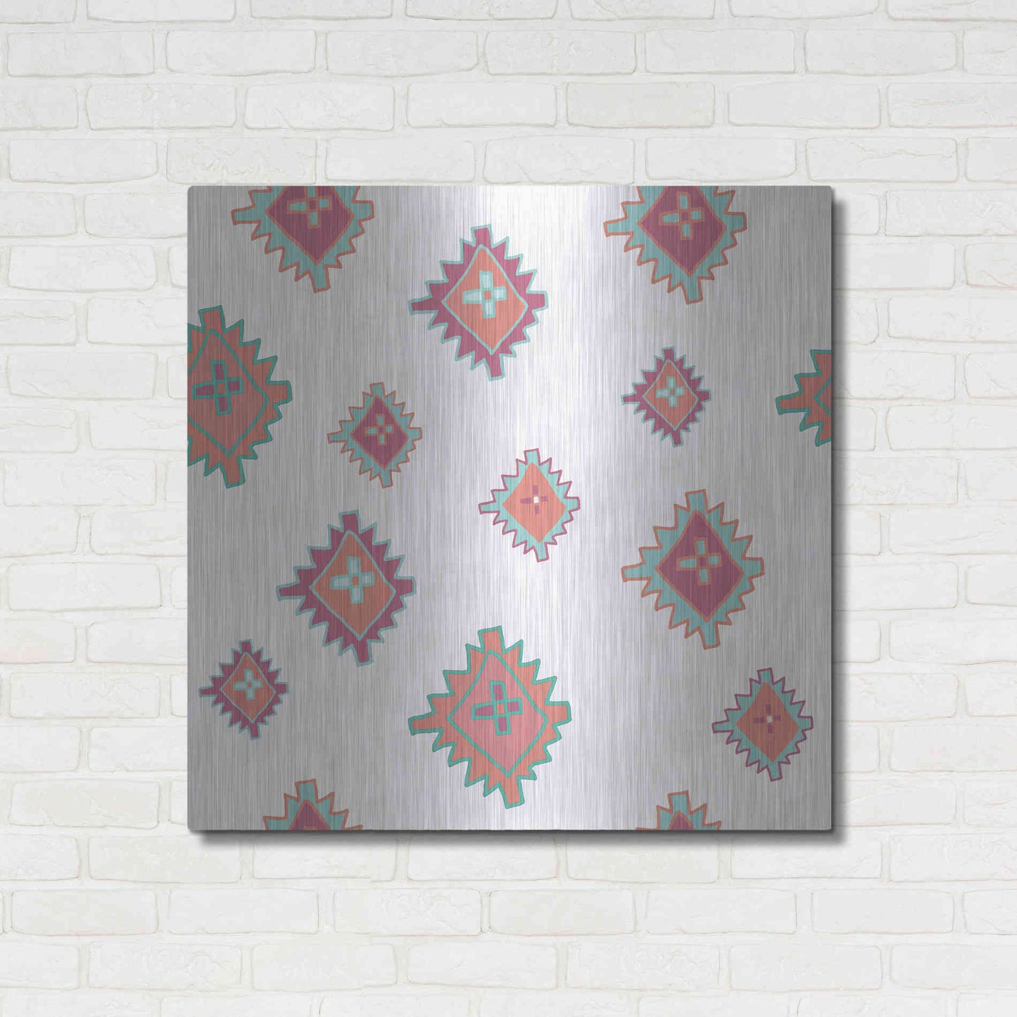 Luxe Metal Art 'Playful Llamas Pattern II' by Farida Zaman, Metal Wall Art,36x36