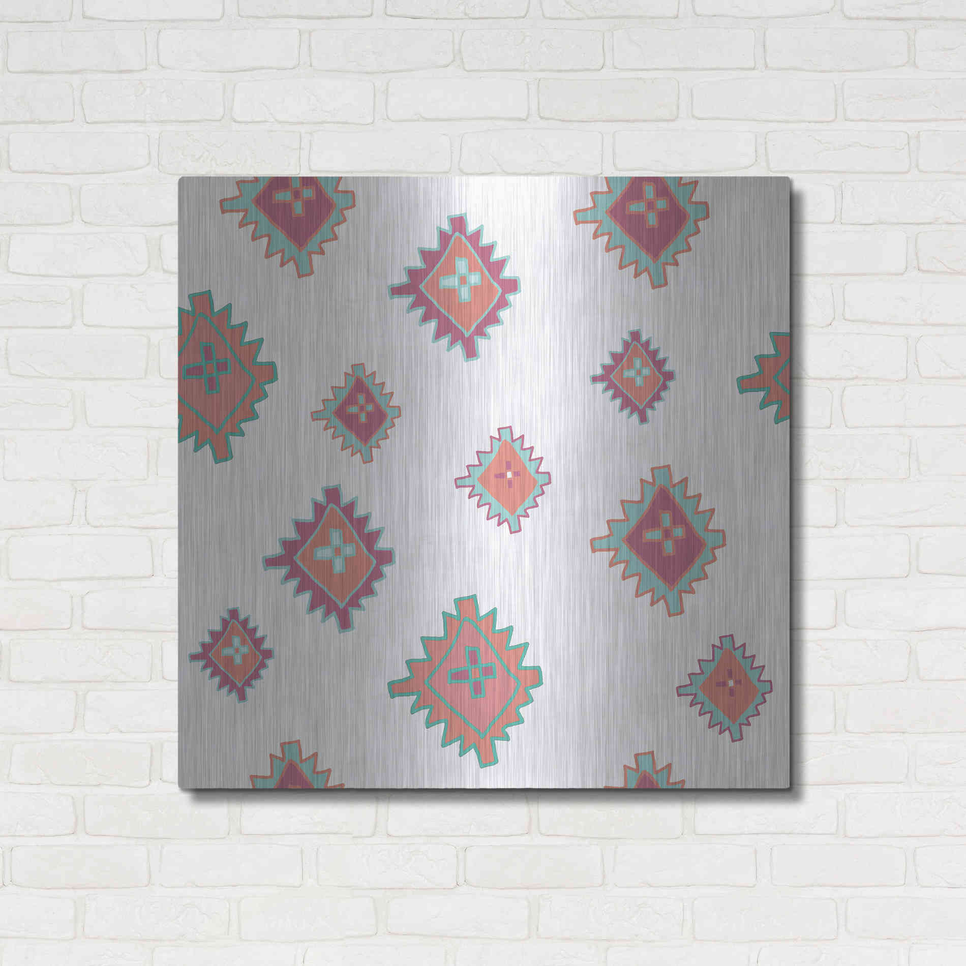 Luxe Metal Art 'Playful Llamas Pattern II' by Farida Zaman, Metal Wall Art,36x36