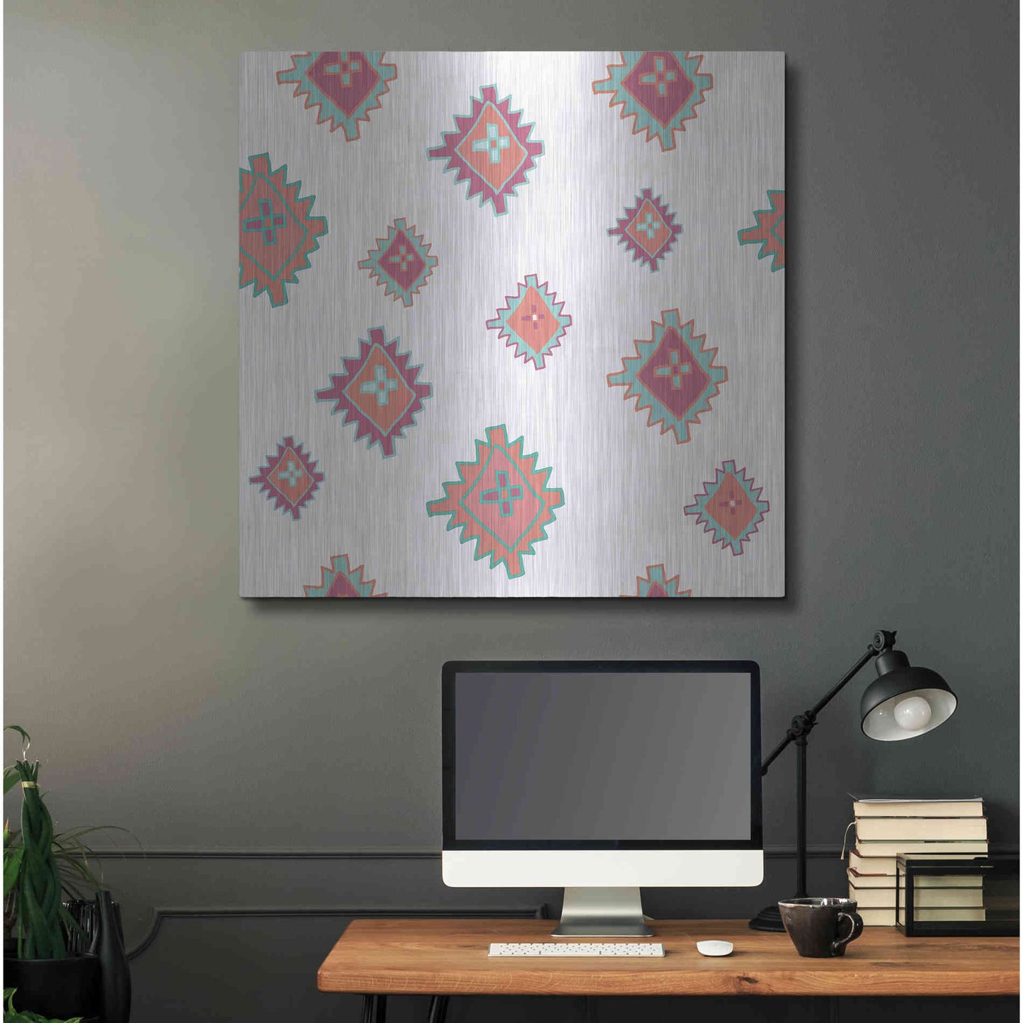 Luxe Metal Art 'Playful Llamas Pattern II' by Farida Zaman, Metal Wall Art,36x36