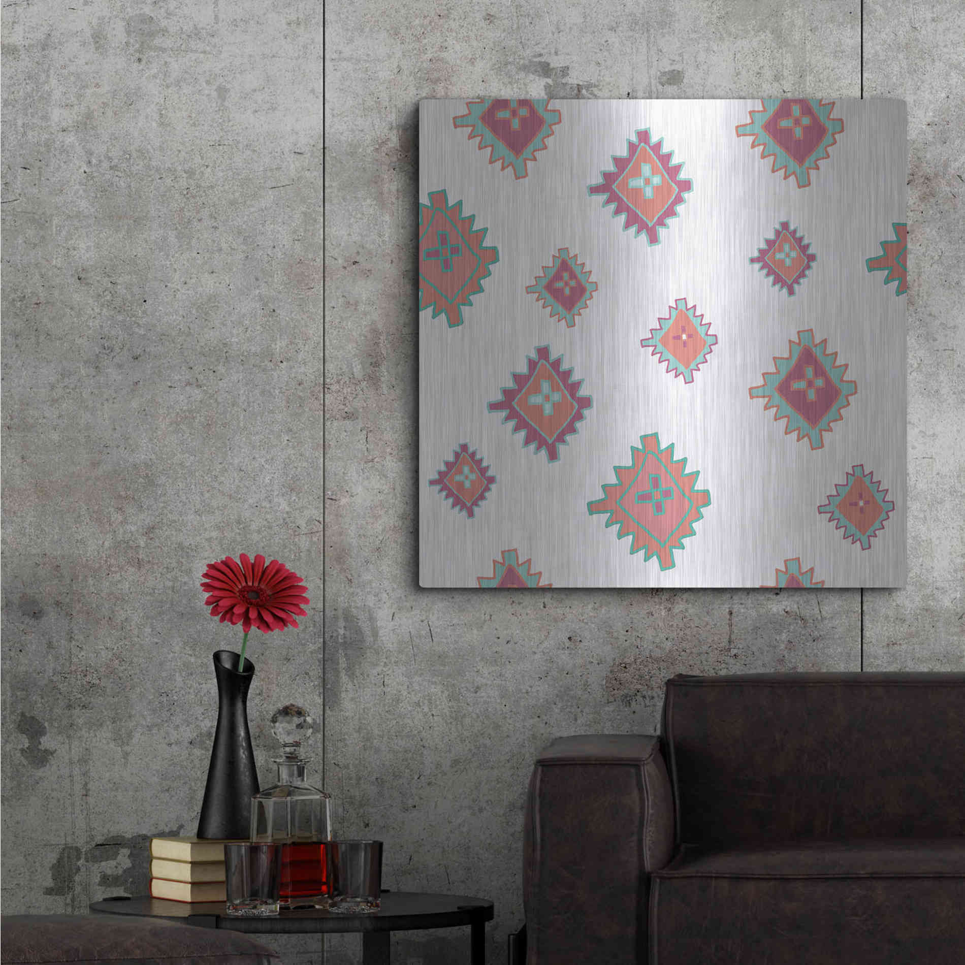 Luxe Metal Art 'Playful Llamas Pattern II' by Farida Zaman, Metal Wall Art,36x36