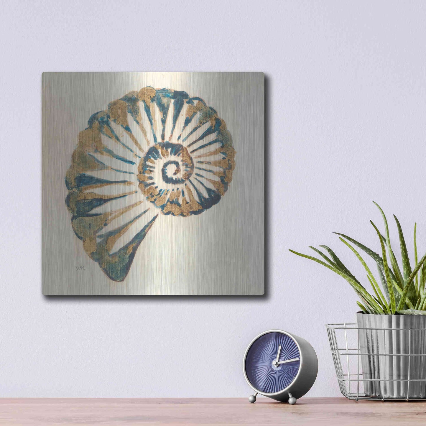 Luxe Metal Art 'Shell I' by Studio Mousseau, Metal Wall Art,12x12