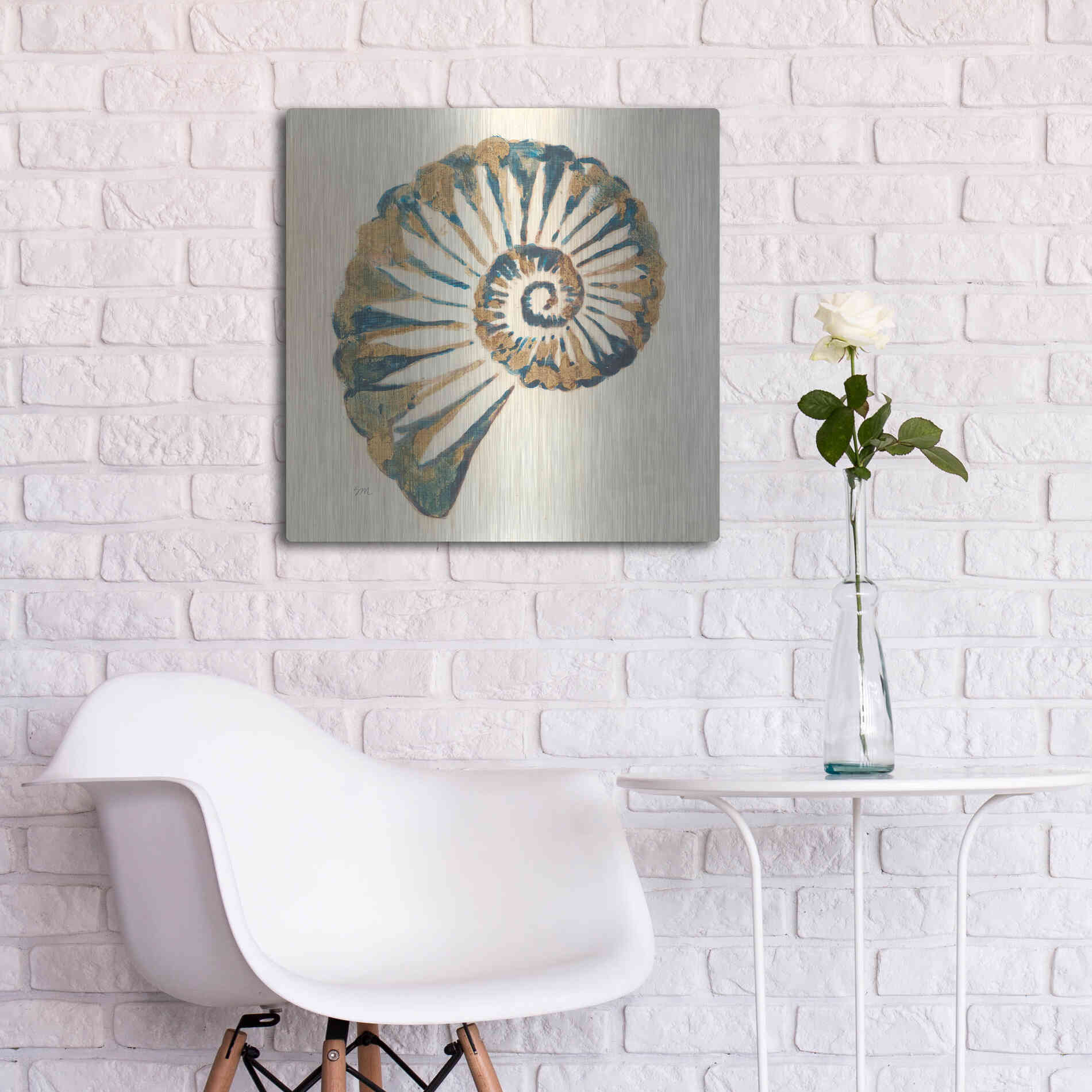 Luxe Metal Art 'Shell I' by Studio Mousseau, Metal Wall Art,24x24