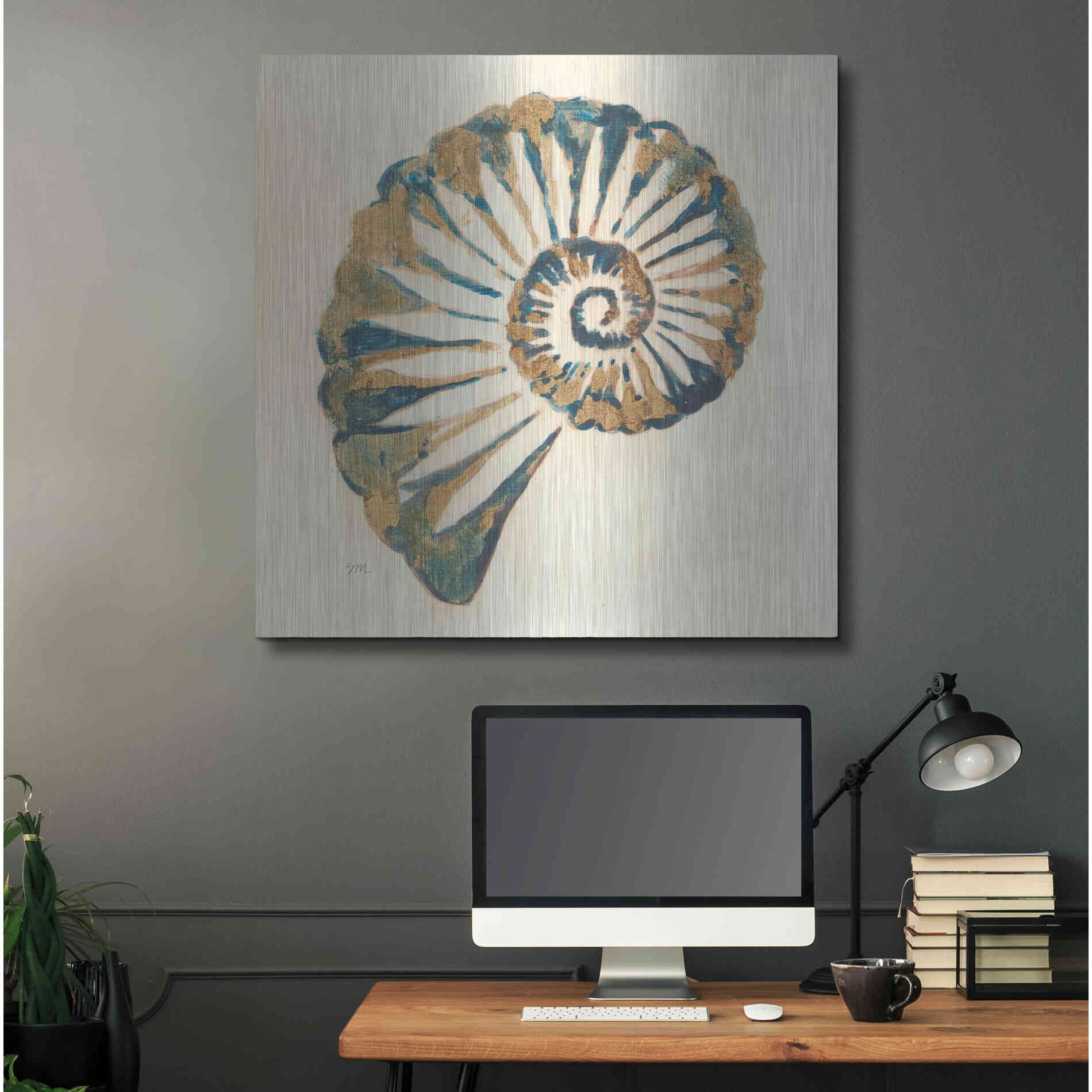 Luxe Metal Art 'Shell I' by Studio Mousseau, Metal Wall Art,36x36