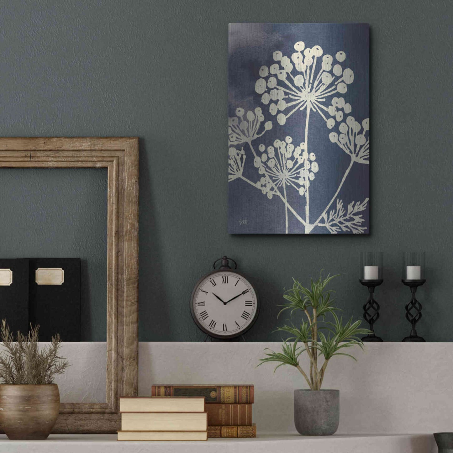 Luxe Metal Art 'Dark Blue Sky Garden I' by Studio Mousseau, Metal Wall Art,12x16