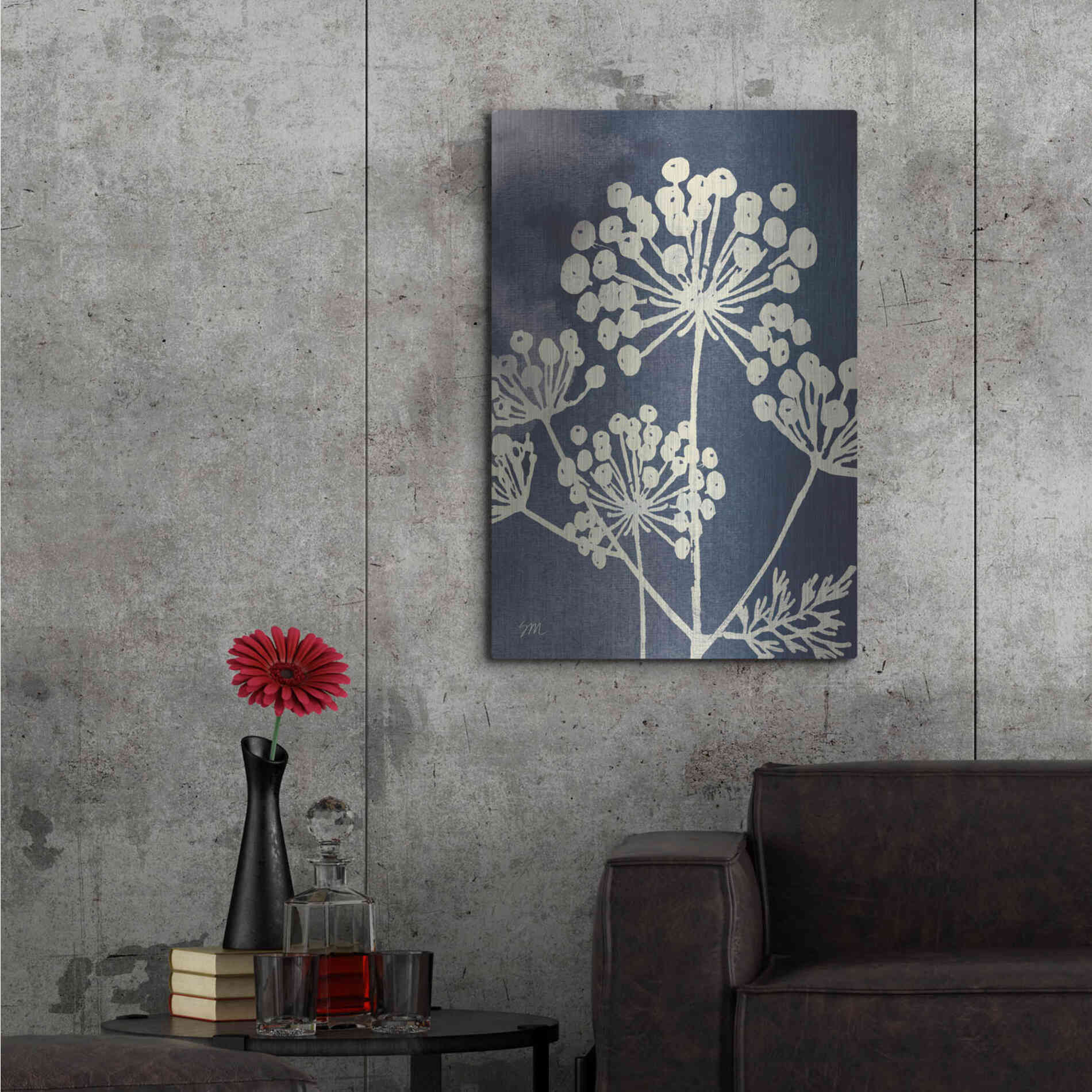 Luxe Metal Art 'Dark Blue Sky Garden I' by Studio Mousseau, Metal Wall Art,24x36