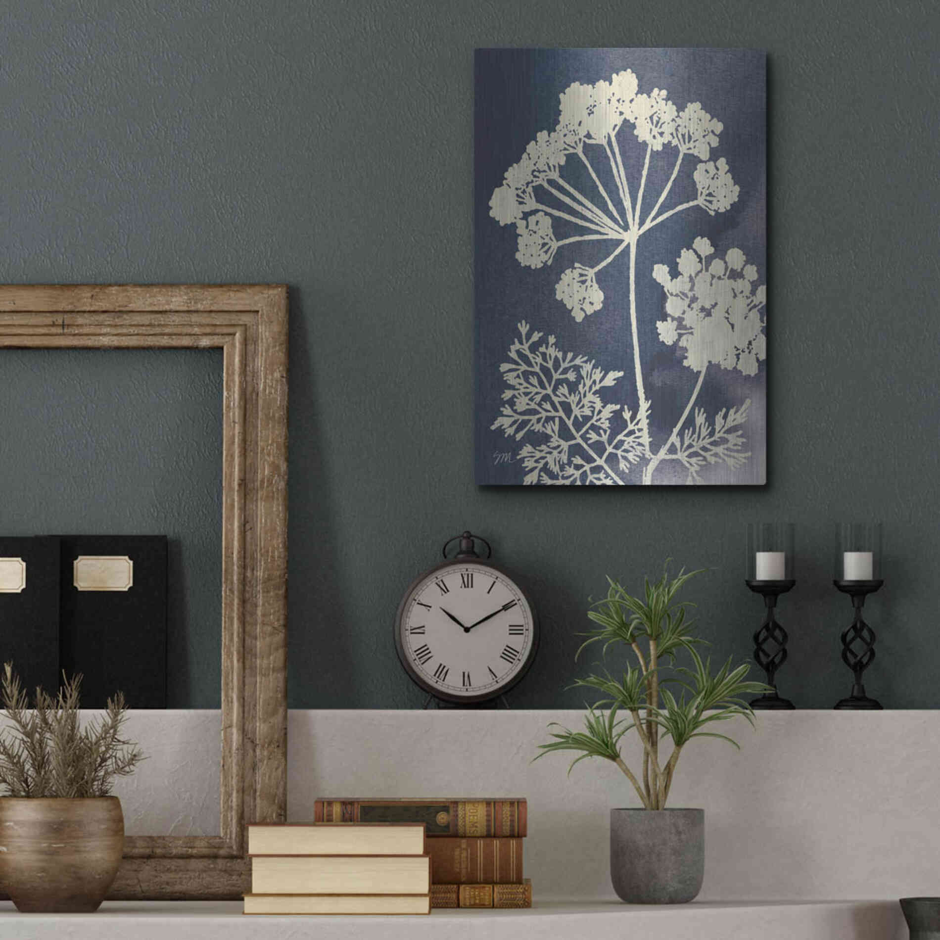 Luxe Metal Art 'Dark Blue Sky Garden II' by Studio Mousseau, Metal Wall Art,12x16