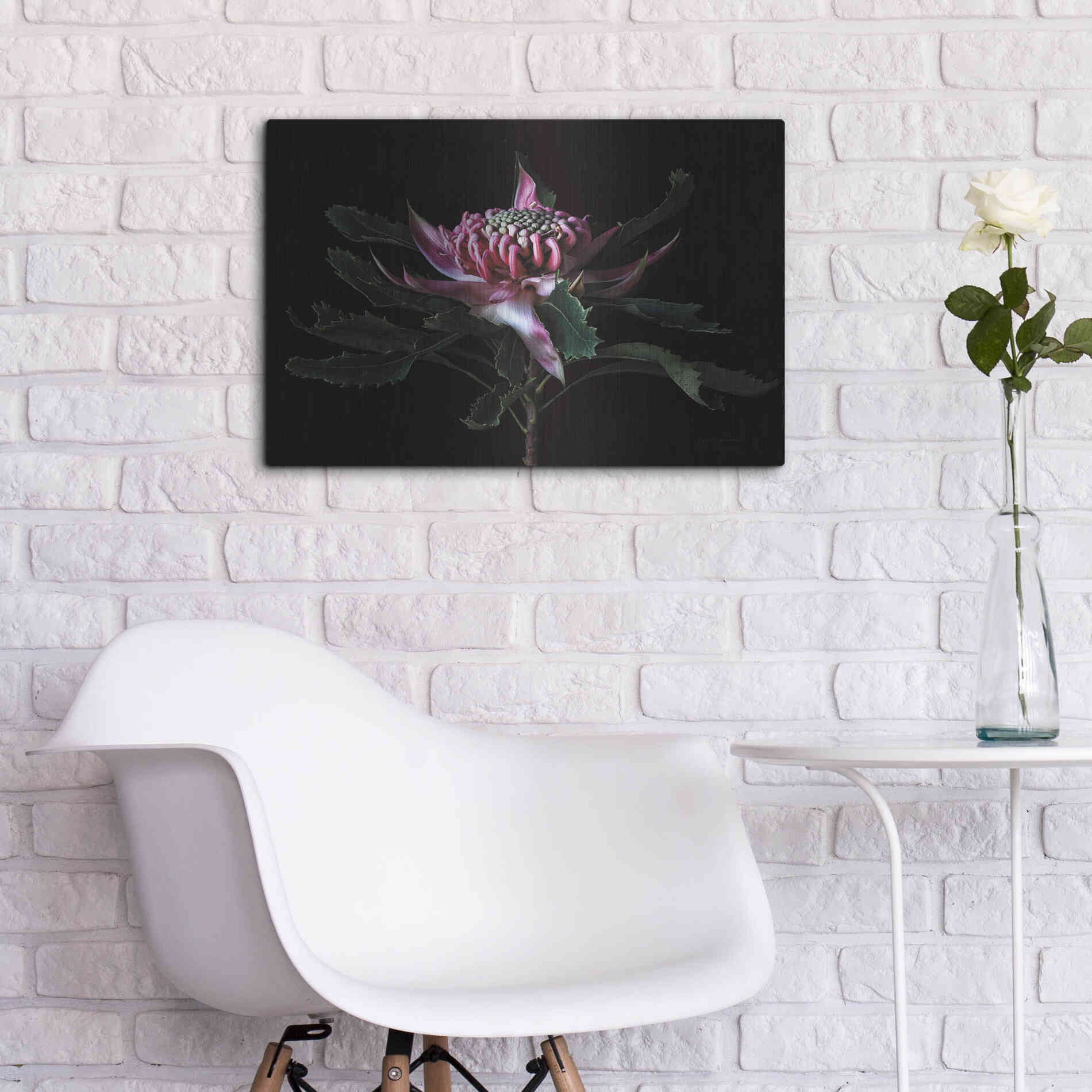 Luxe Metal Art 'Salmon Waratah I' by Elise Catterall, Metal Wall Art,24x16