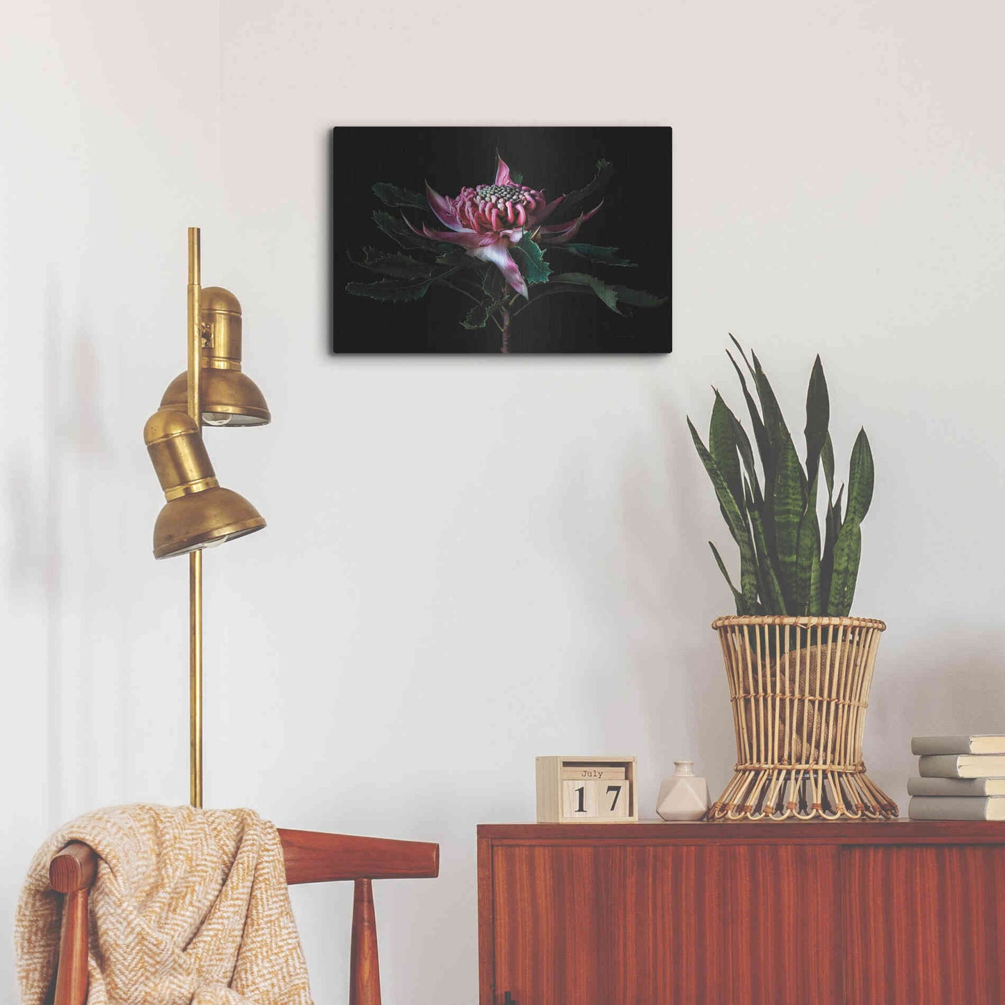 Luxe Metal Art 'Salmon Waratah I' by Elise Catterall, Metal Wall Art,24x16