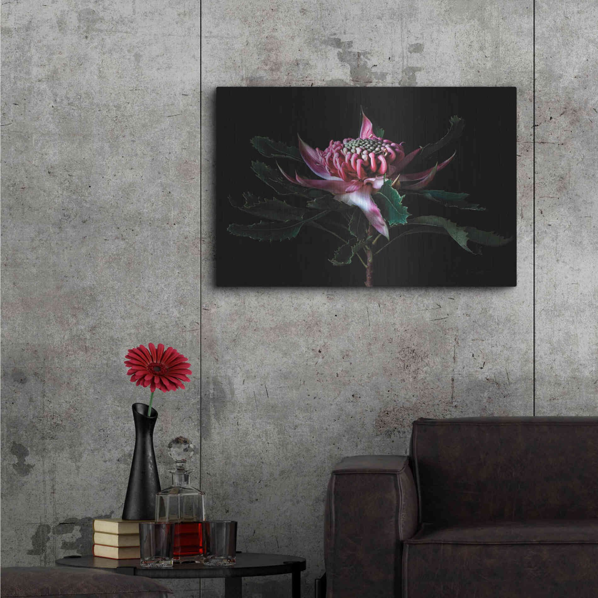 Luxe Metal Art 'Salmon Waratah I' by Elise Catterall, Metal Wall Art,36x24