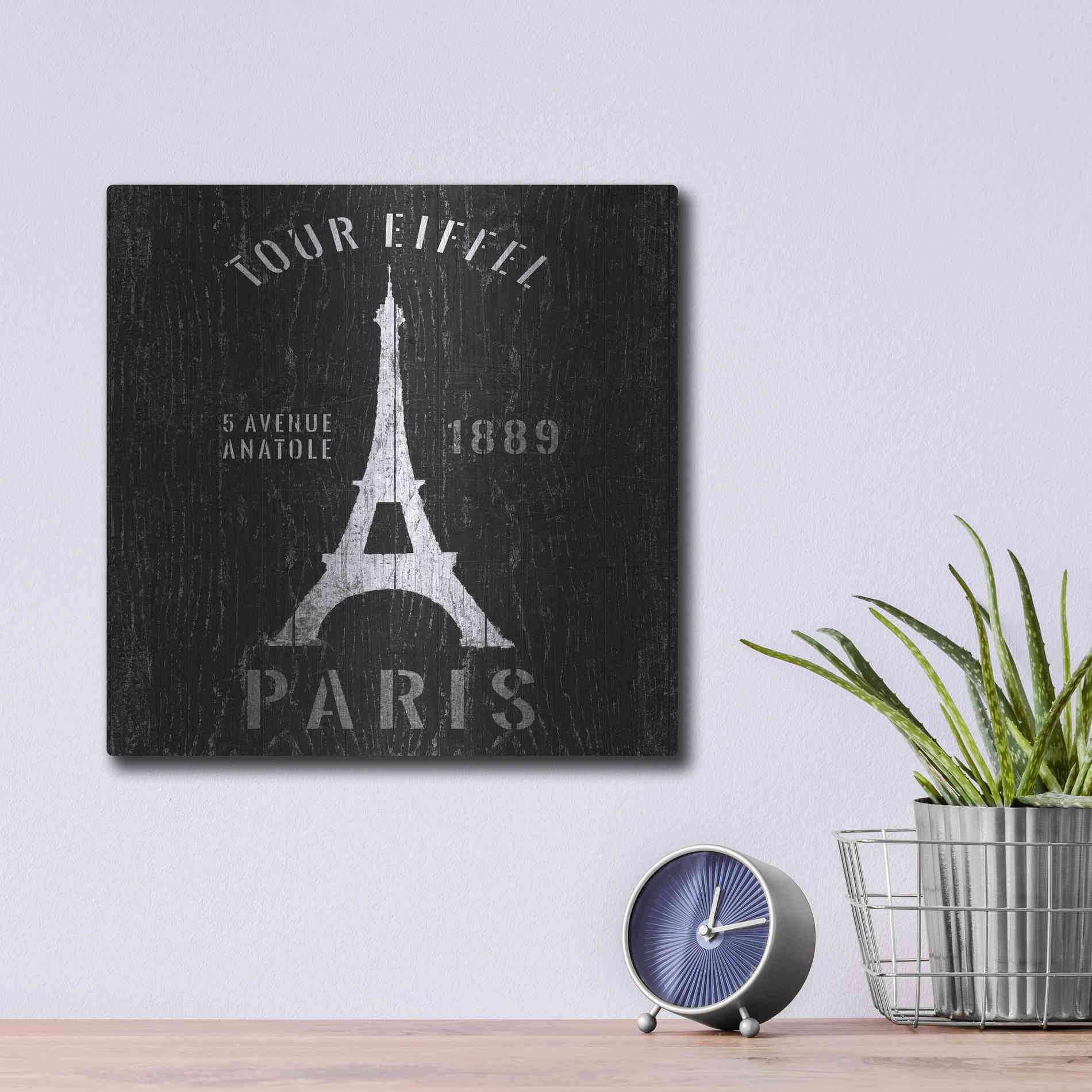 Luxe Metal Art 'Refurbished Eiffel Tower' by Wild Apple Portfolio, Metal Wall Art,12x12