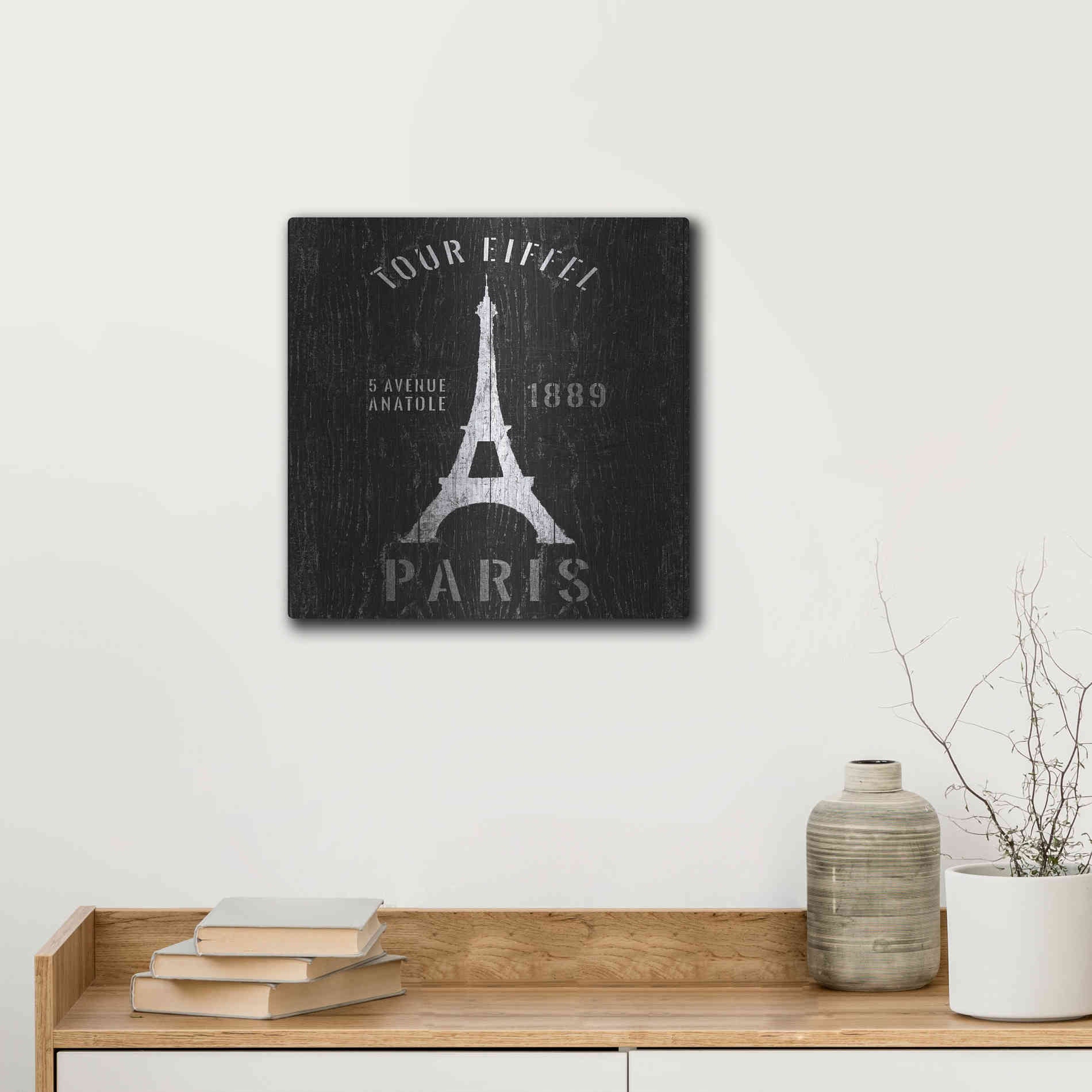 Luxe Metal Art 'Refurbished Eiffel Tower' by Wild Apple Portfolio, Metal Wall Art,12x12