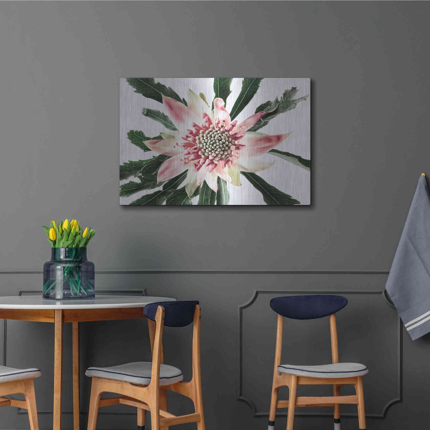 Luxe Metal Art 'Salmon Waratah III' by Elise Catterall, Metal Wall Art,36x24