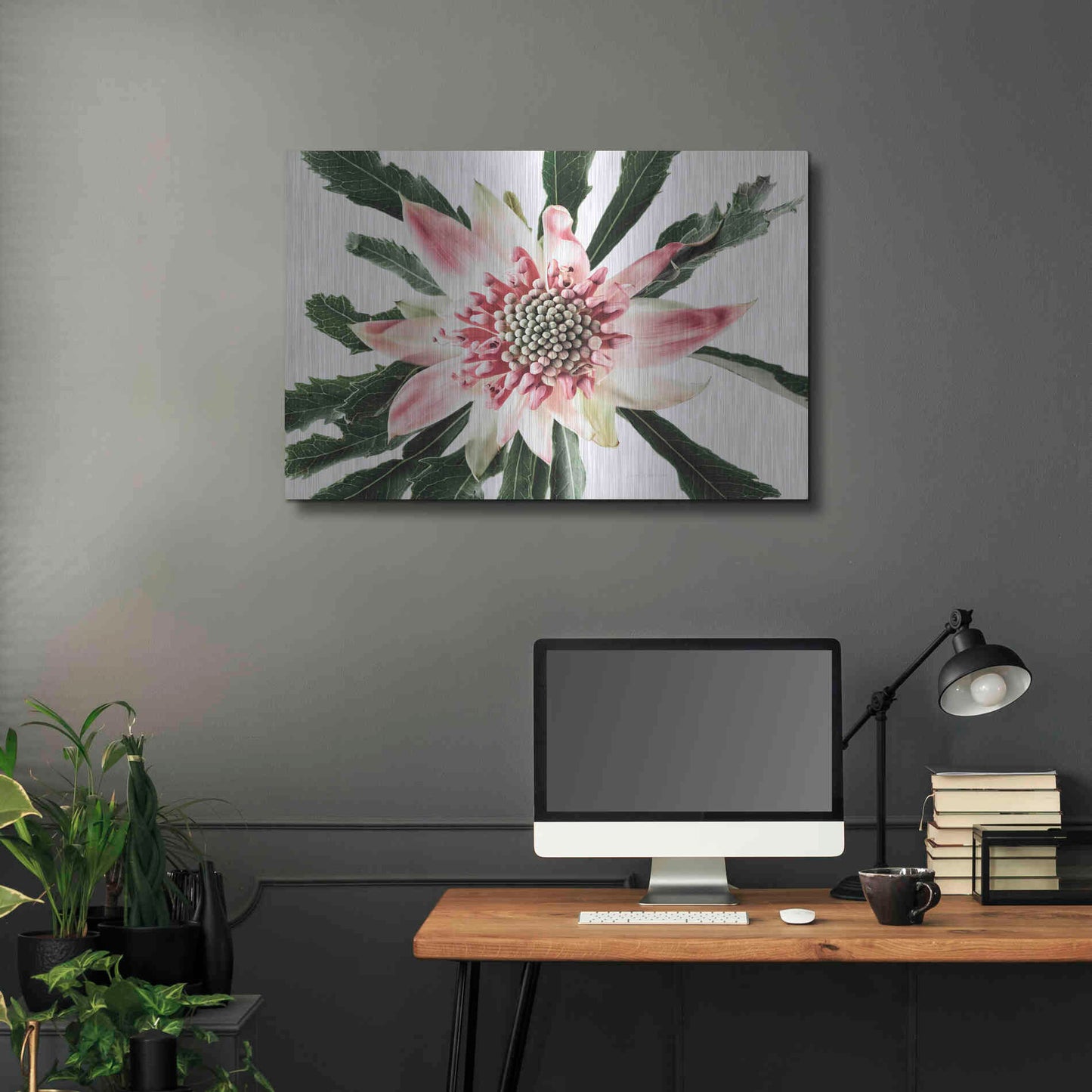 Luxe Metal Art 'Salmon Waratah III' by Elise Catterall, Metal Wall Art,36x24