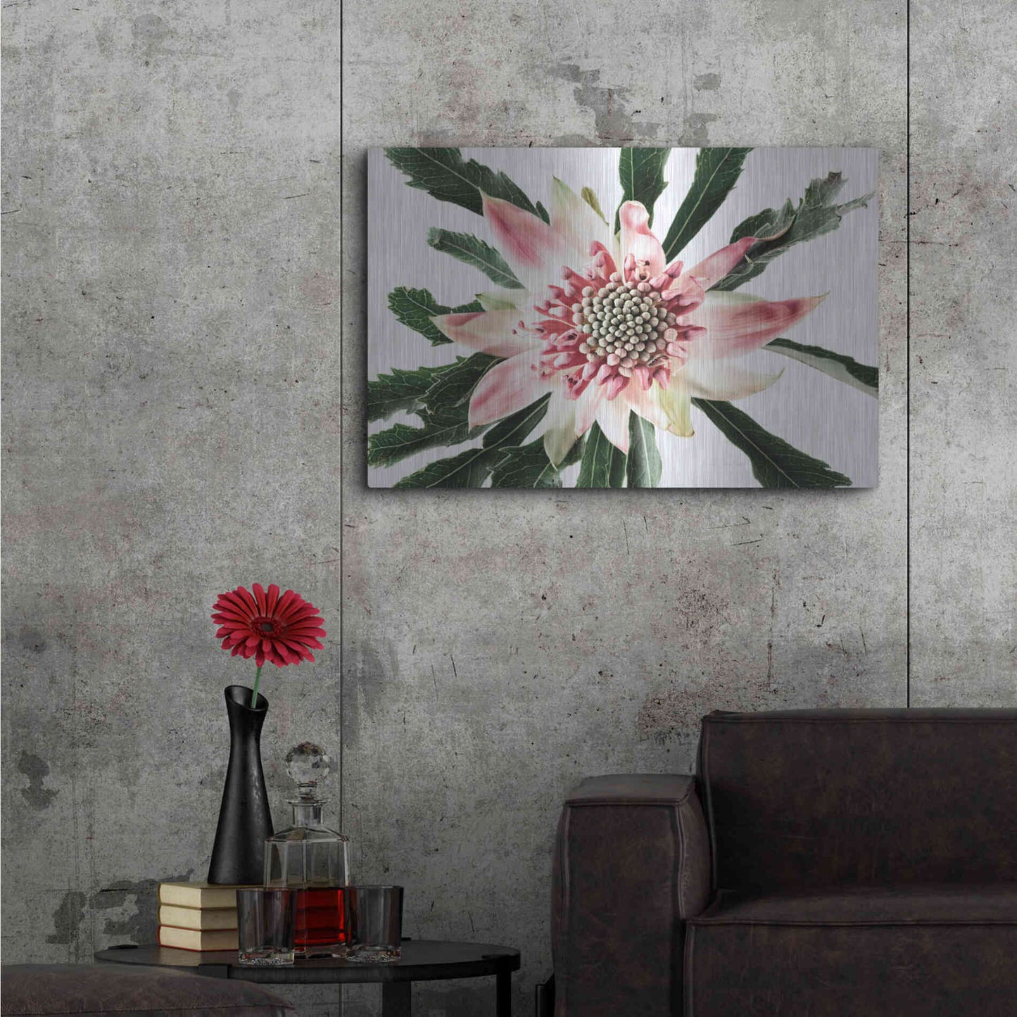 Luxe Metal Art 'Salmon Waratah III' by Elise Catterall, Metal Wall Art,36x24