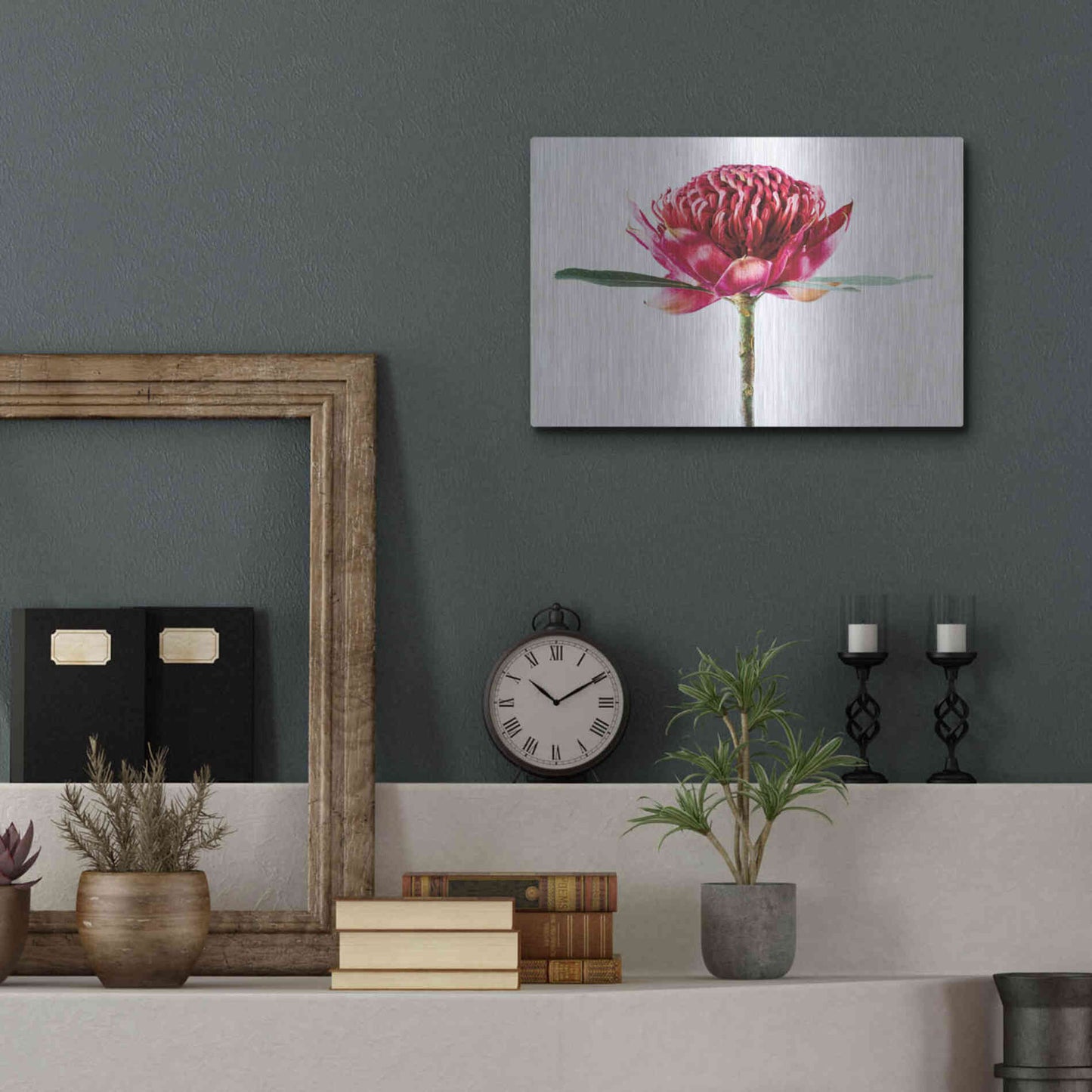 Luxe Metal Art 'Waratah Flower' by Elise Catterall, Metal Wall Art,16x12