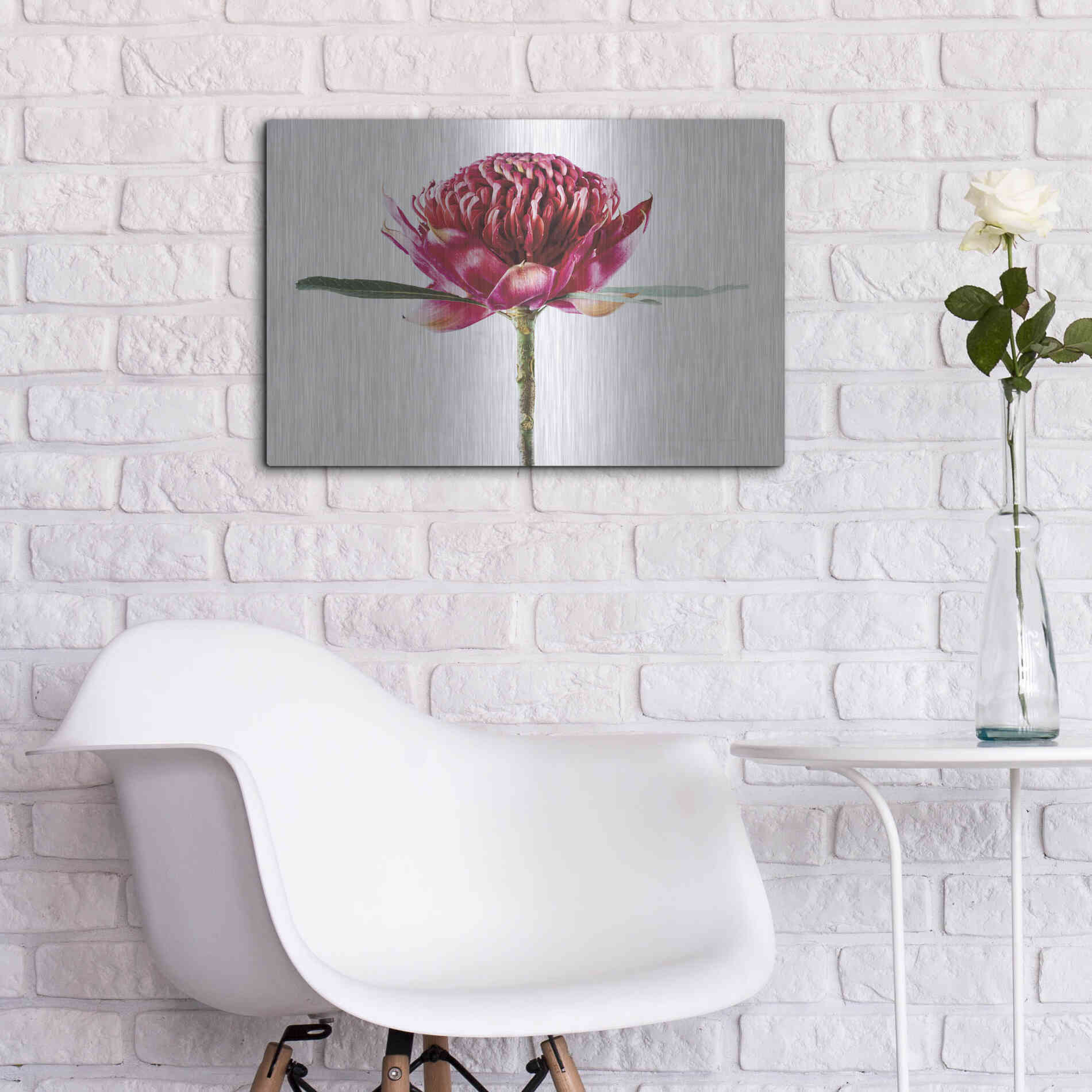 Luxe Metal Art 'Waratah Flower' by Elise Catterall, Metal Wall Art,24x16