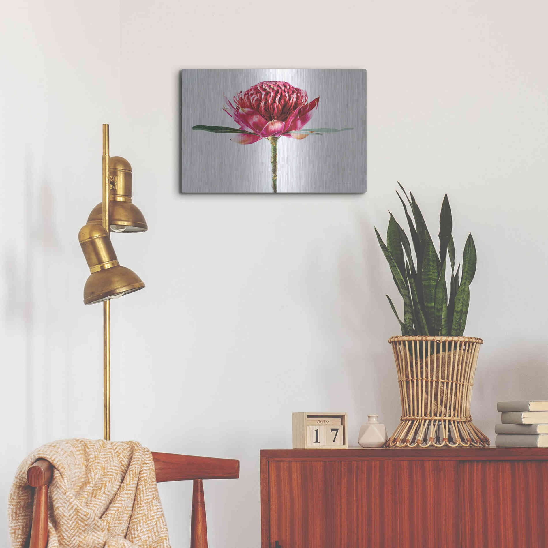 Luxe Metal Art 'Waratah Flower' by Elise Catterall, Metal Wall Art,24x16