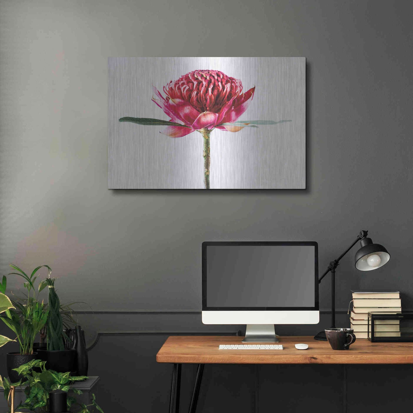 Luxe Metal Art 'Waratah Flower' by Elise Catterall, Metal Wall Art,36x24