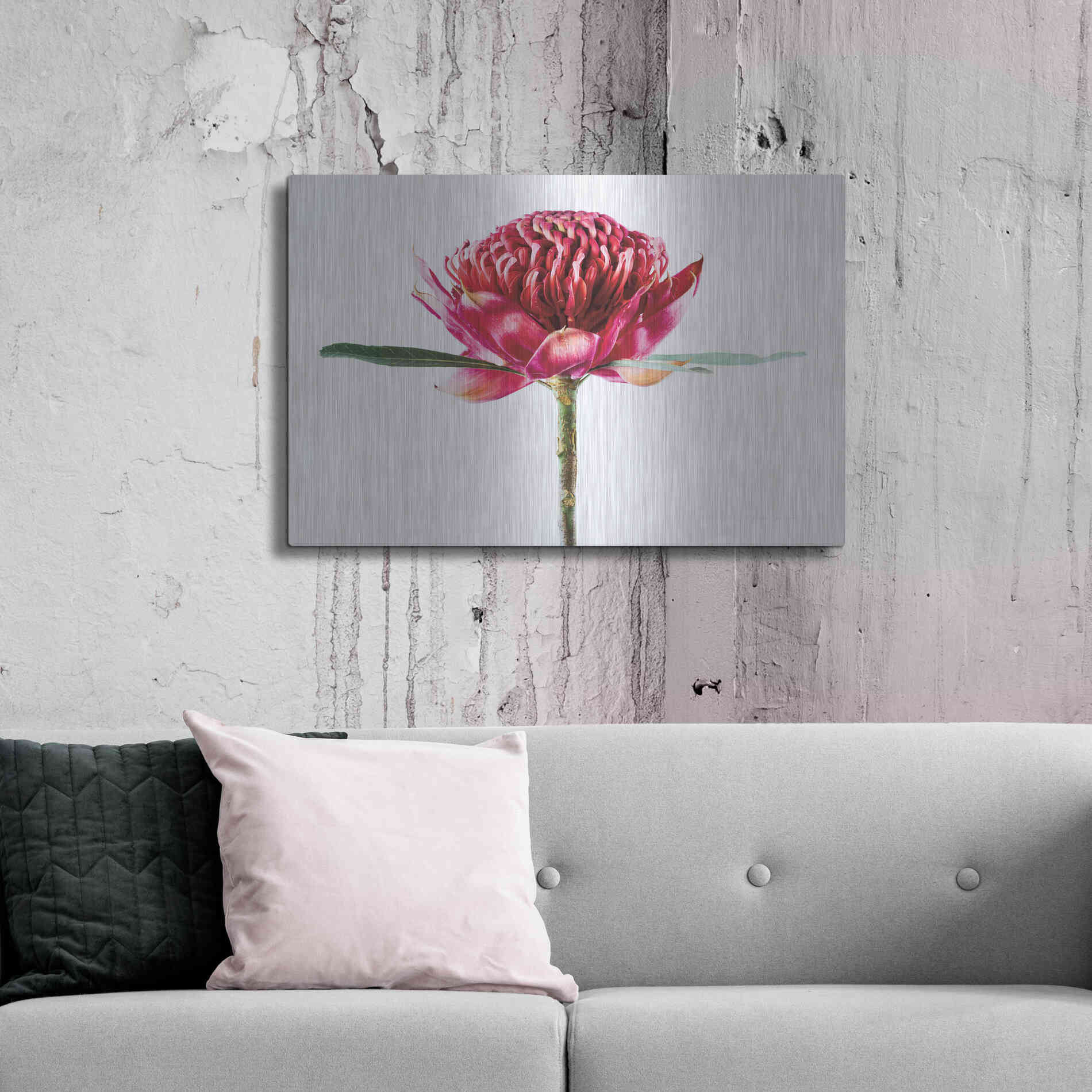 Luxe Metal Art 'Waratah Flower' by Elise Catterall, Metal Wall Art,36x24