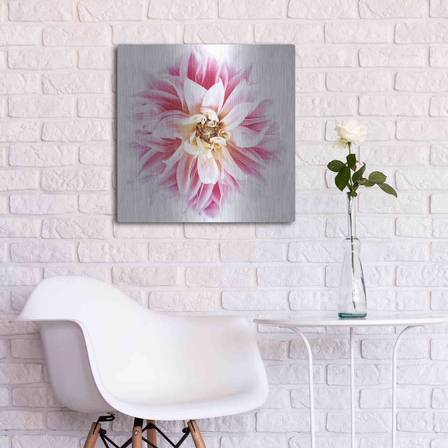 Luxe Metal Art 'Pink Dahlia' by Elise Catterall, Metal Wall Art,24x24