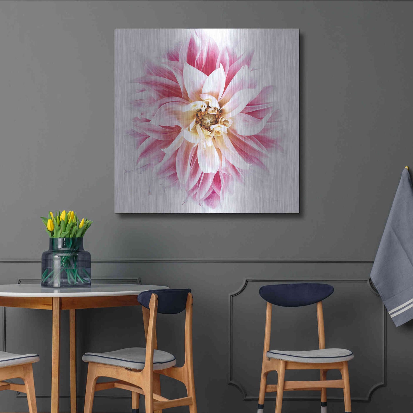 Luxe Metal Art 'Pink Dahlia' by Elise Catterall, Metal Wall Art,36x36