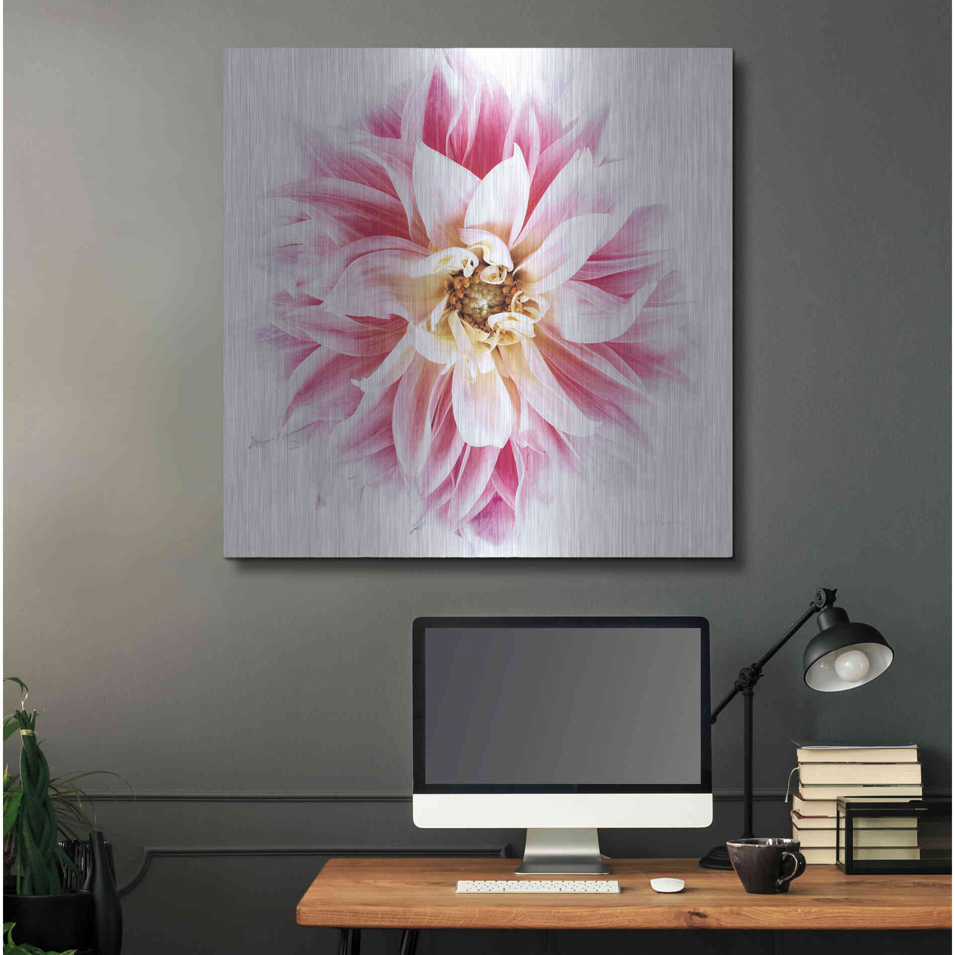 Luxe Metal Art 'Pink Dahlia' by Elise Catterall, Metal Wall Art,36x36