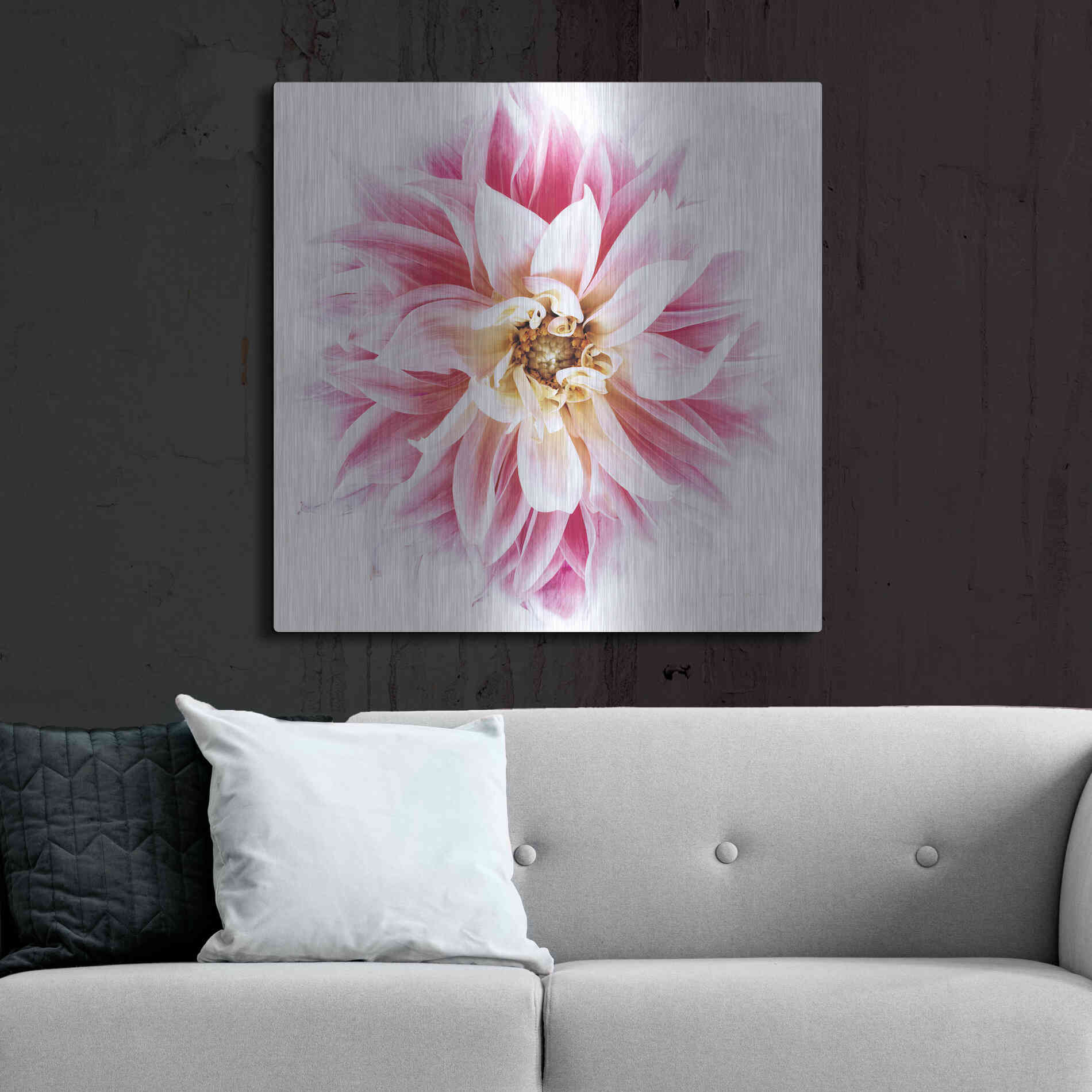 Luxe Metal Art 'Pink Dahlia' by Elise Catterall, Metal Wall Art,36x36