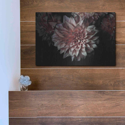 Luxe Metal Art 'Peach Dahlias' by Elise Catterall, Metal Wall Art,16x12