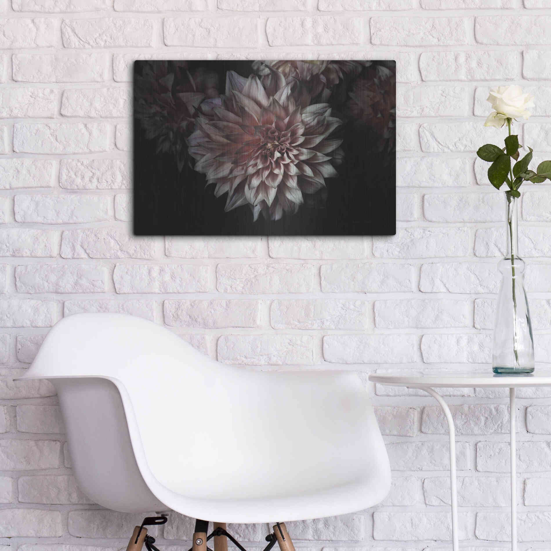 Luxe Metal Art 'Peach Dahlias' by Elise Catterall, Metal Wall Art,24x16