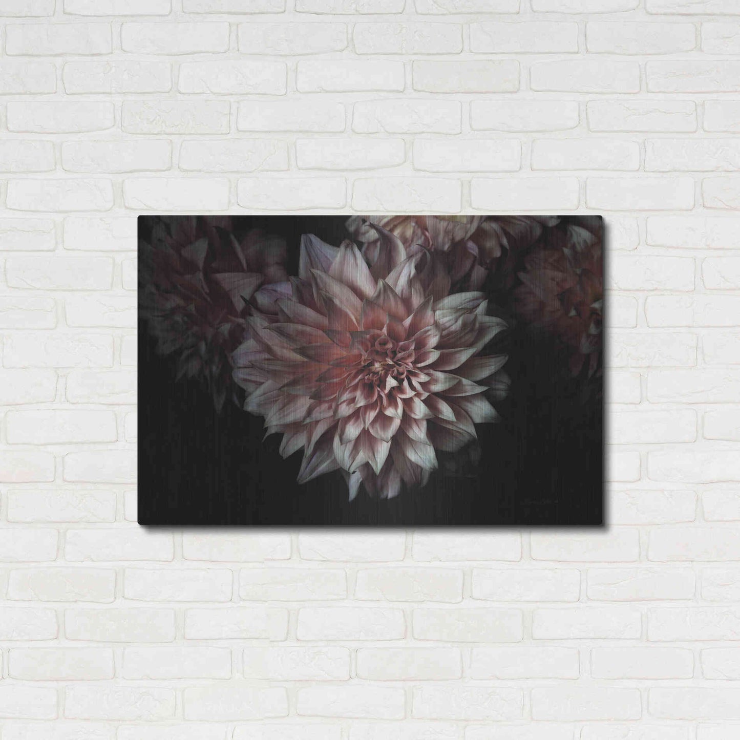 Luxe Metal Art 'Peach Dahlias' by Elise Catterall, Metal Wall Art,36x24