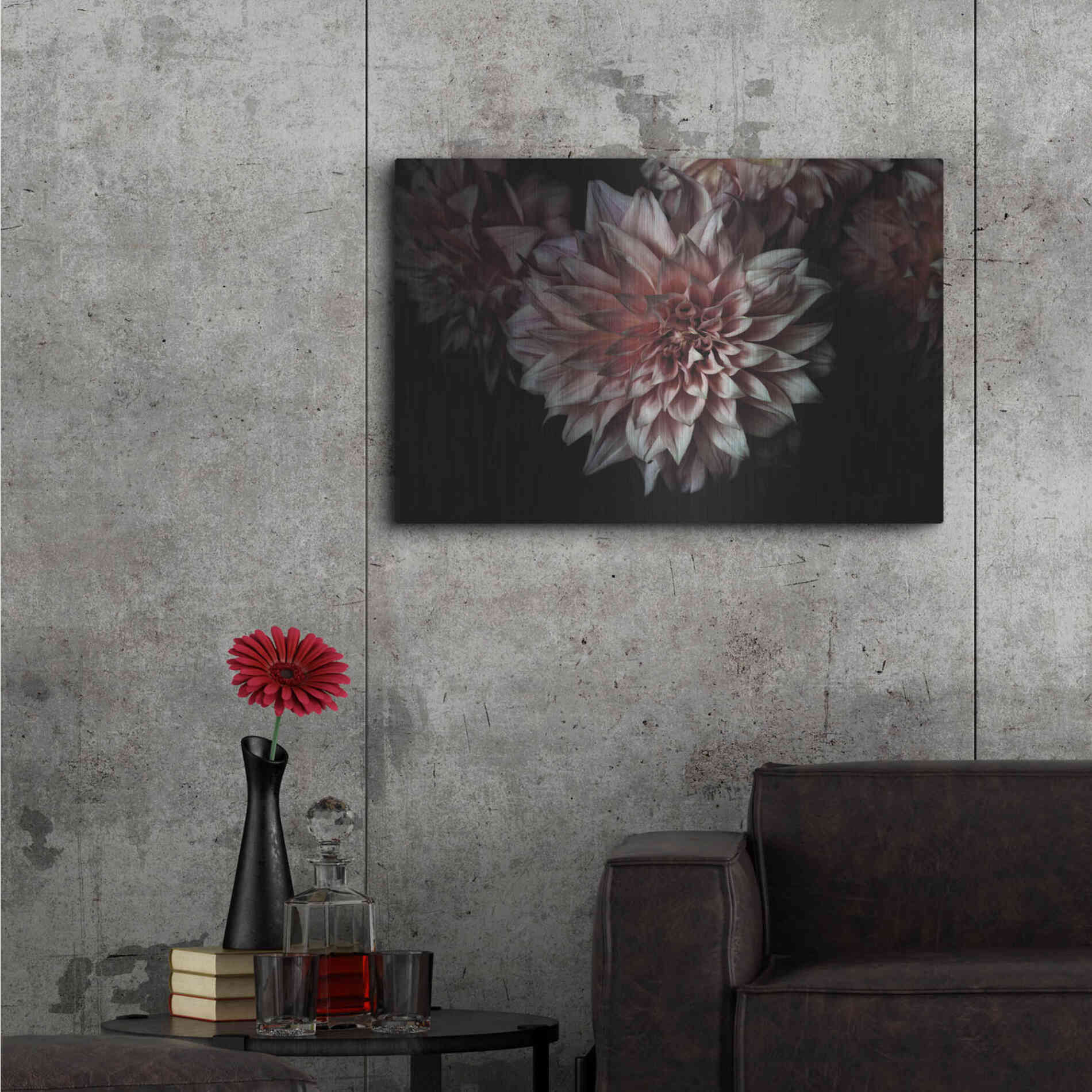 Luxe Metal Art 'Peach Dahlias' by Elise Catterall, Metal Wall Art,36x24